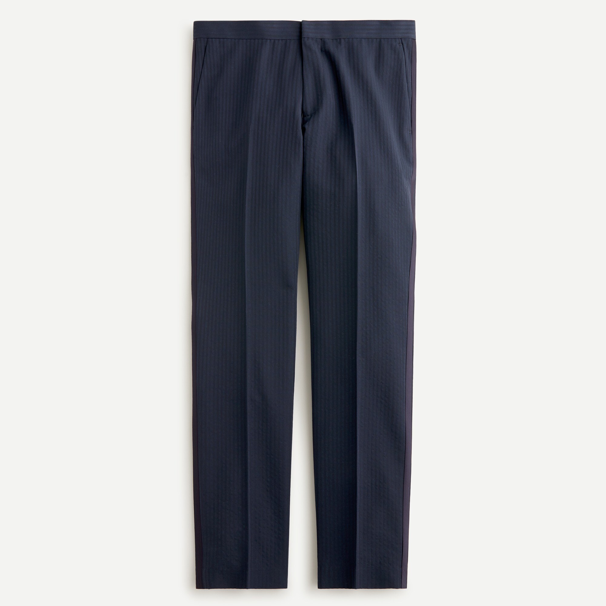 Ludlow Slim-fit Tuxedo Pant In Italian Wool-cotton Seersucker For