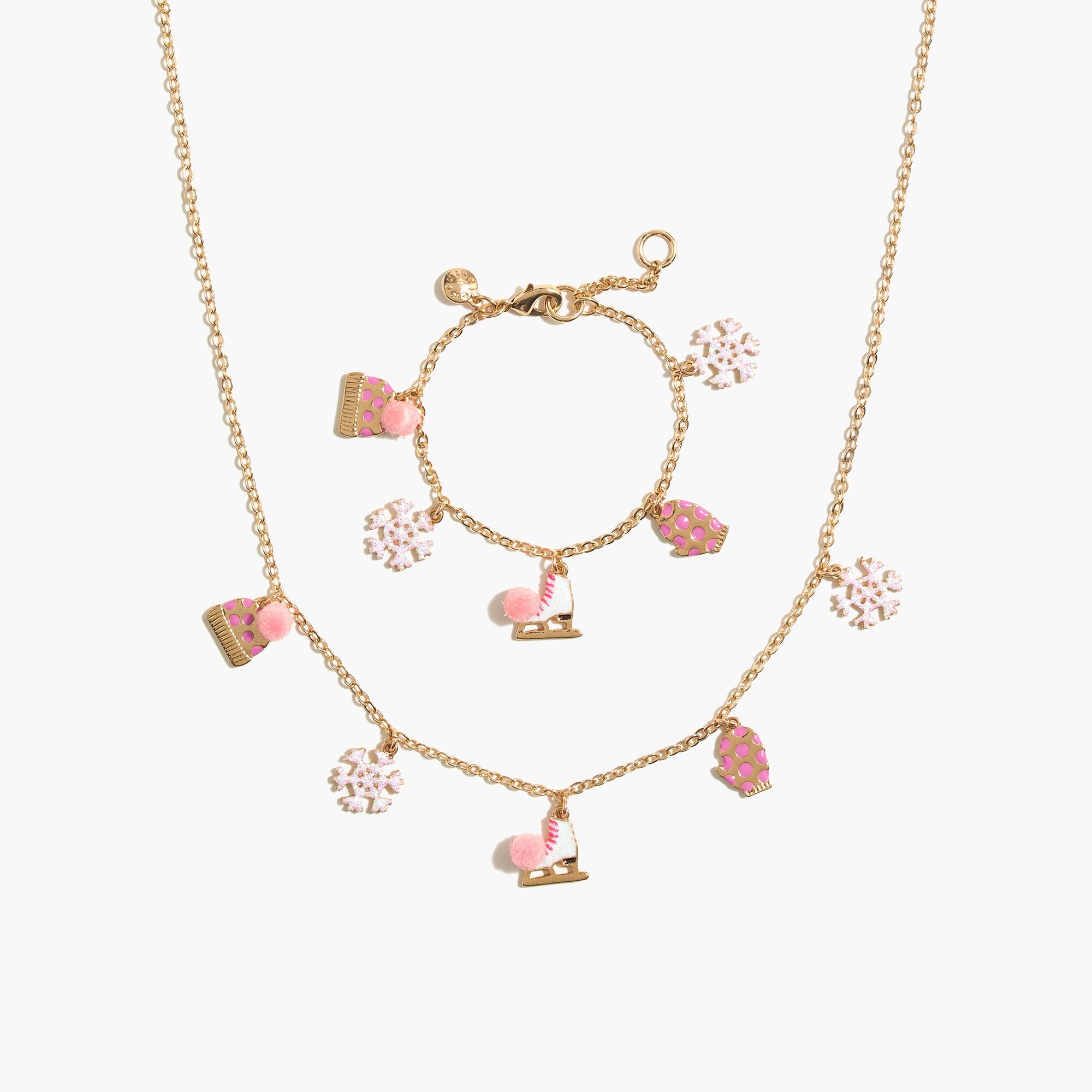 Girls' winter charm necklace and bracelet set