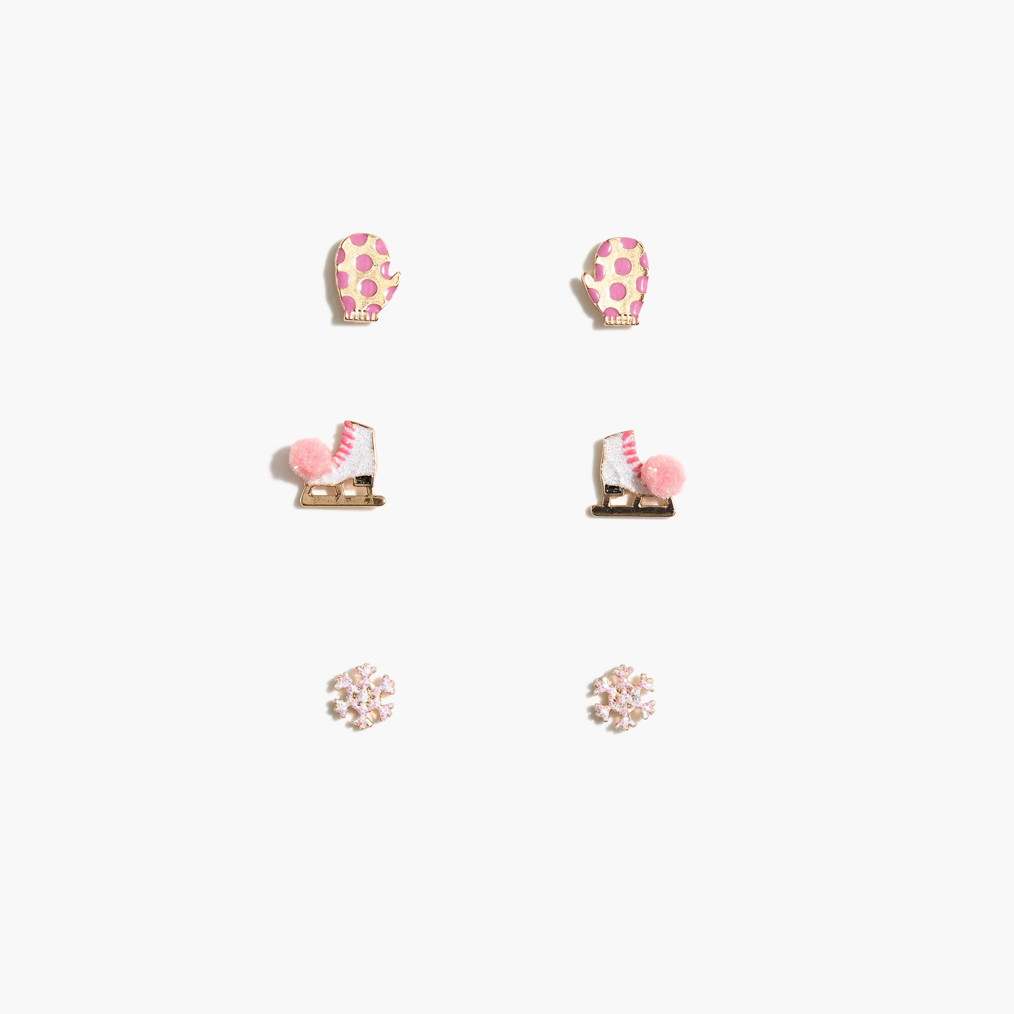 Girls' winter earrings three-pack