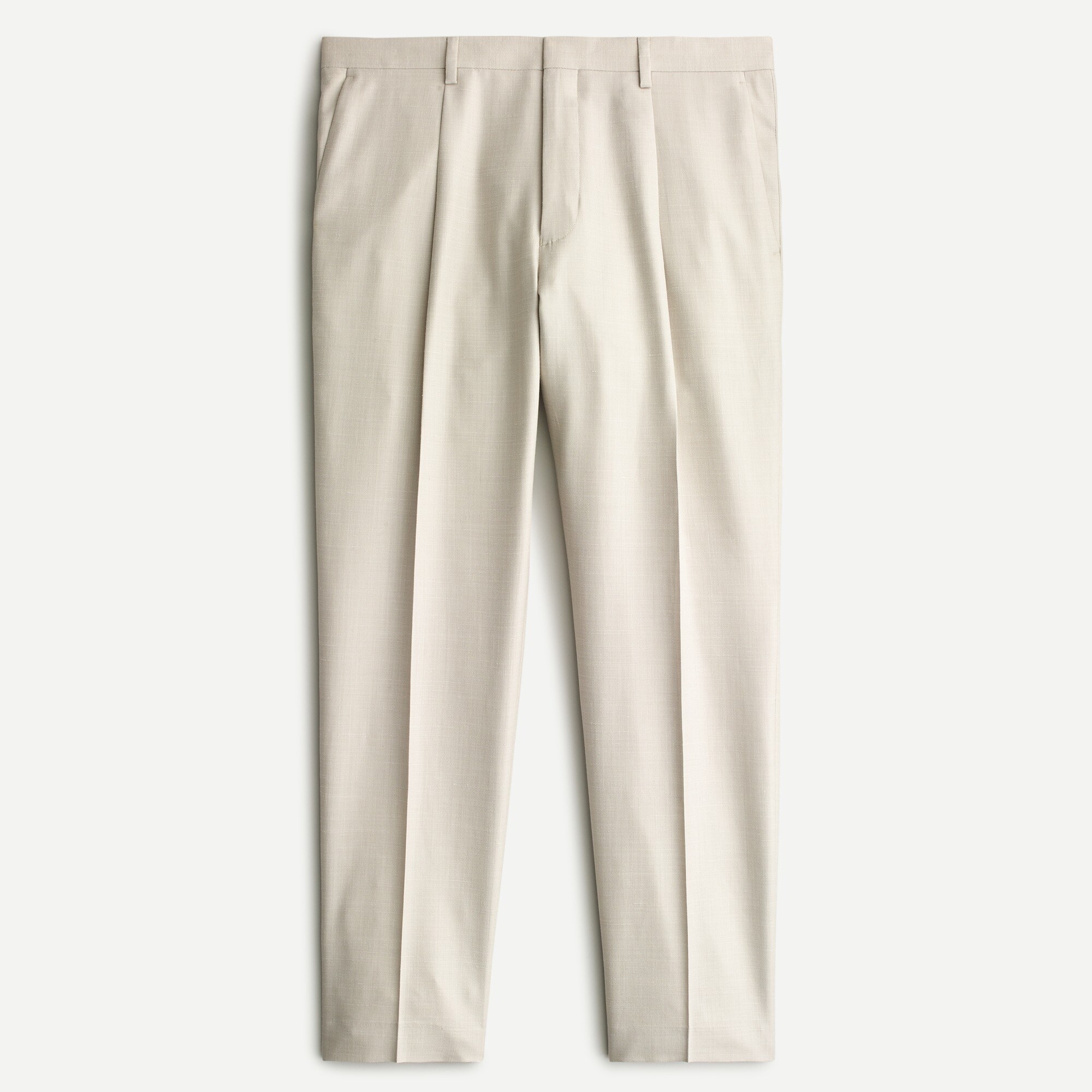 Ludlow Slim-fit Pleated Suit Pant In Italian Wool-linen-silk For