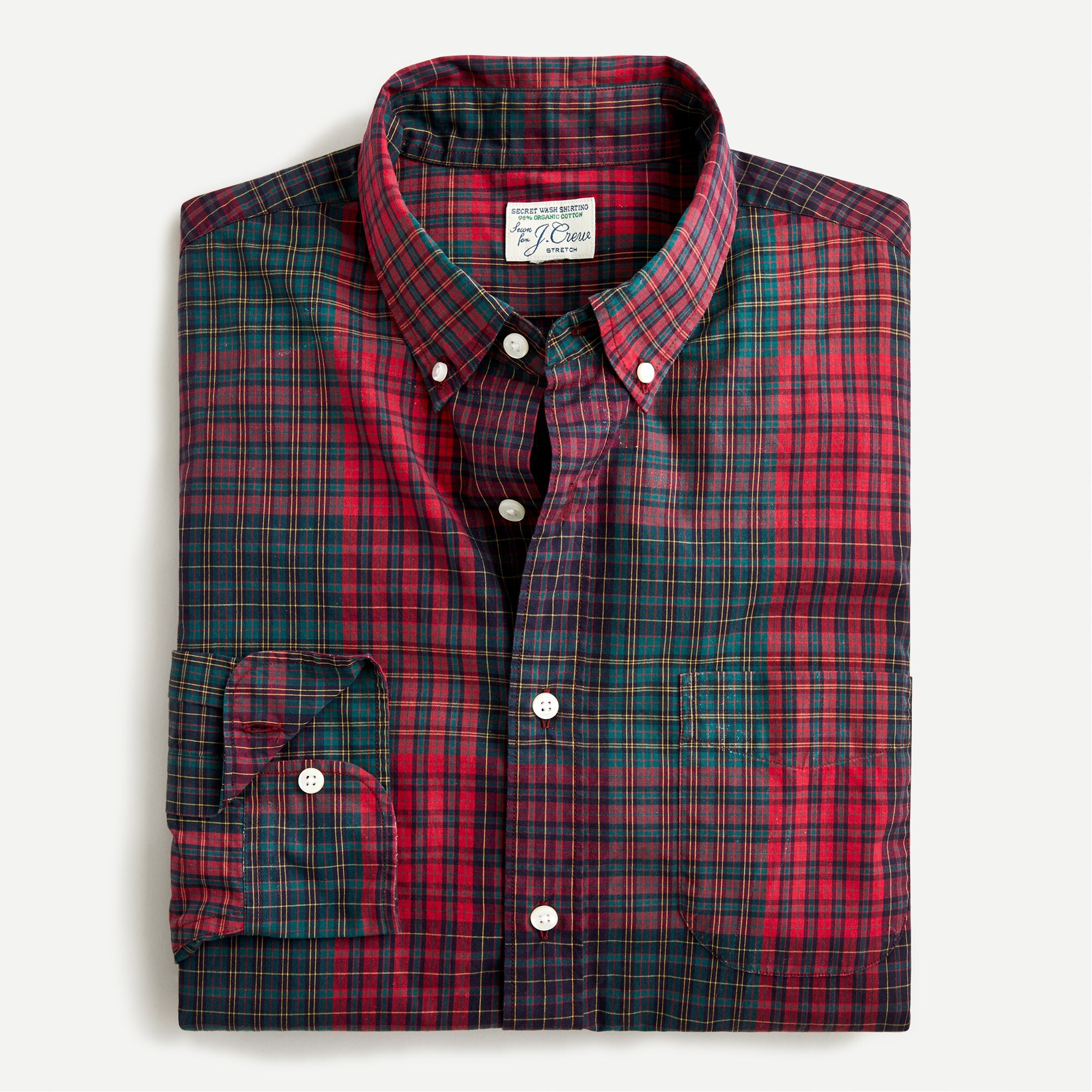 Stretch Secret Wash cotton poplin shirt in plaid