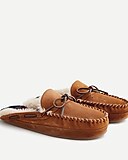 Suede faux-shearling scuff slippers