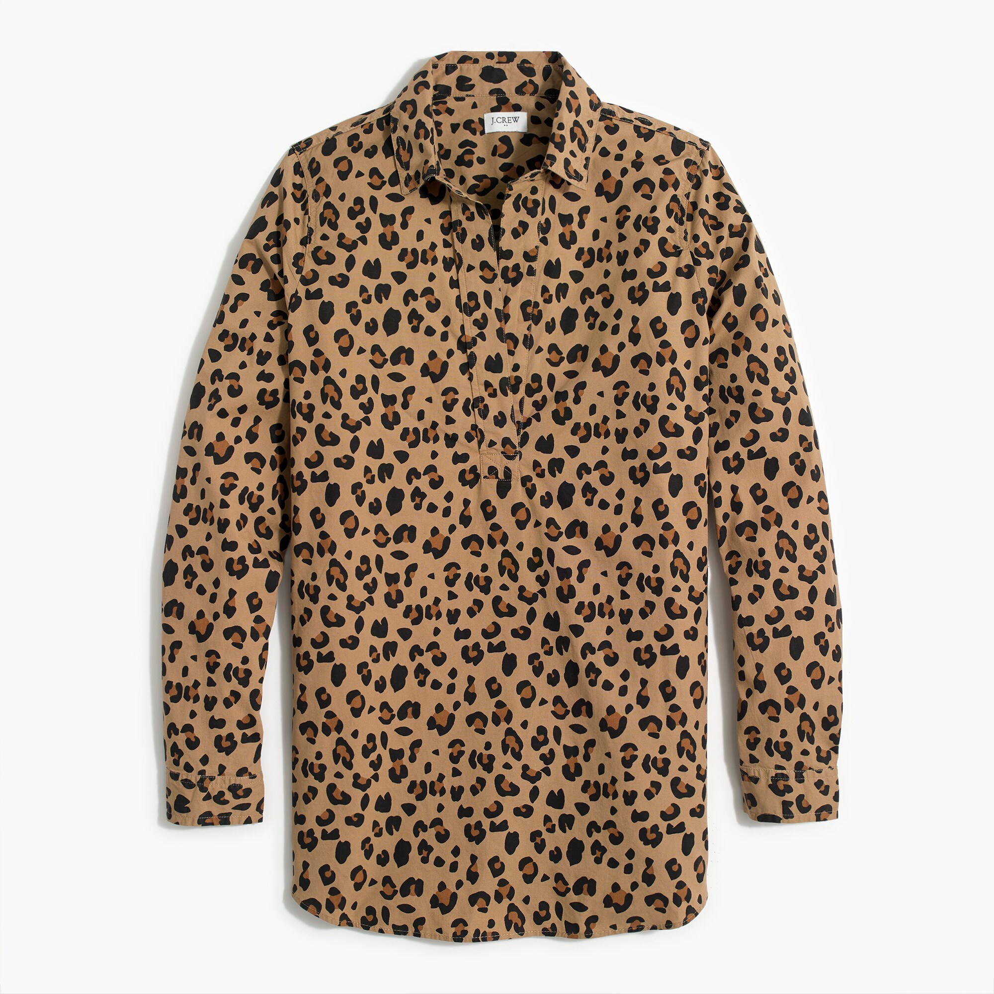 Leopard high-low popover tunic top