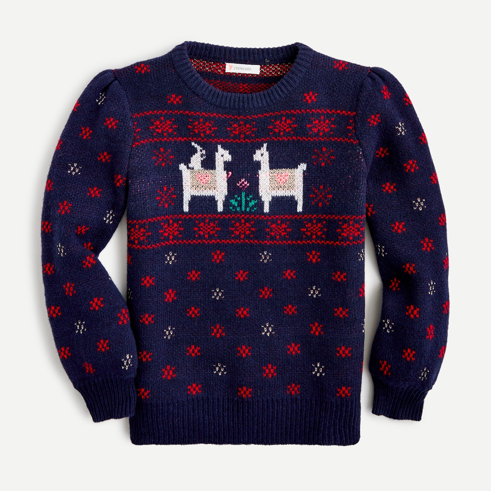 J.Crew Girls Festive Llama Fair Isle Sweater For Girls