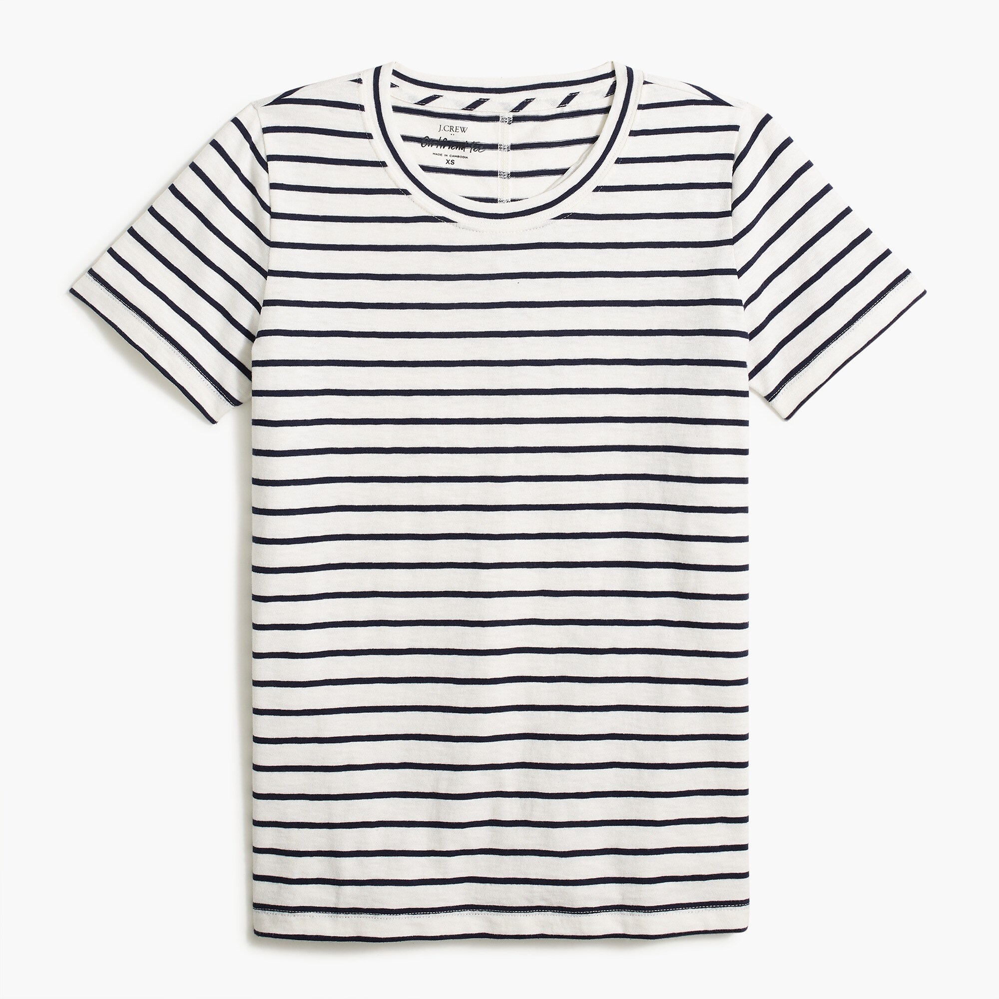 factory: striped girlfriend crewneck tee for women, right side, view zoomed