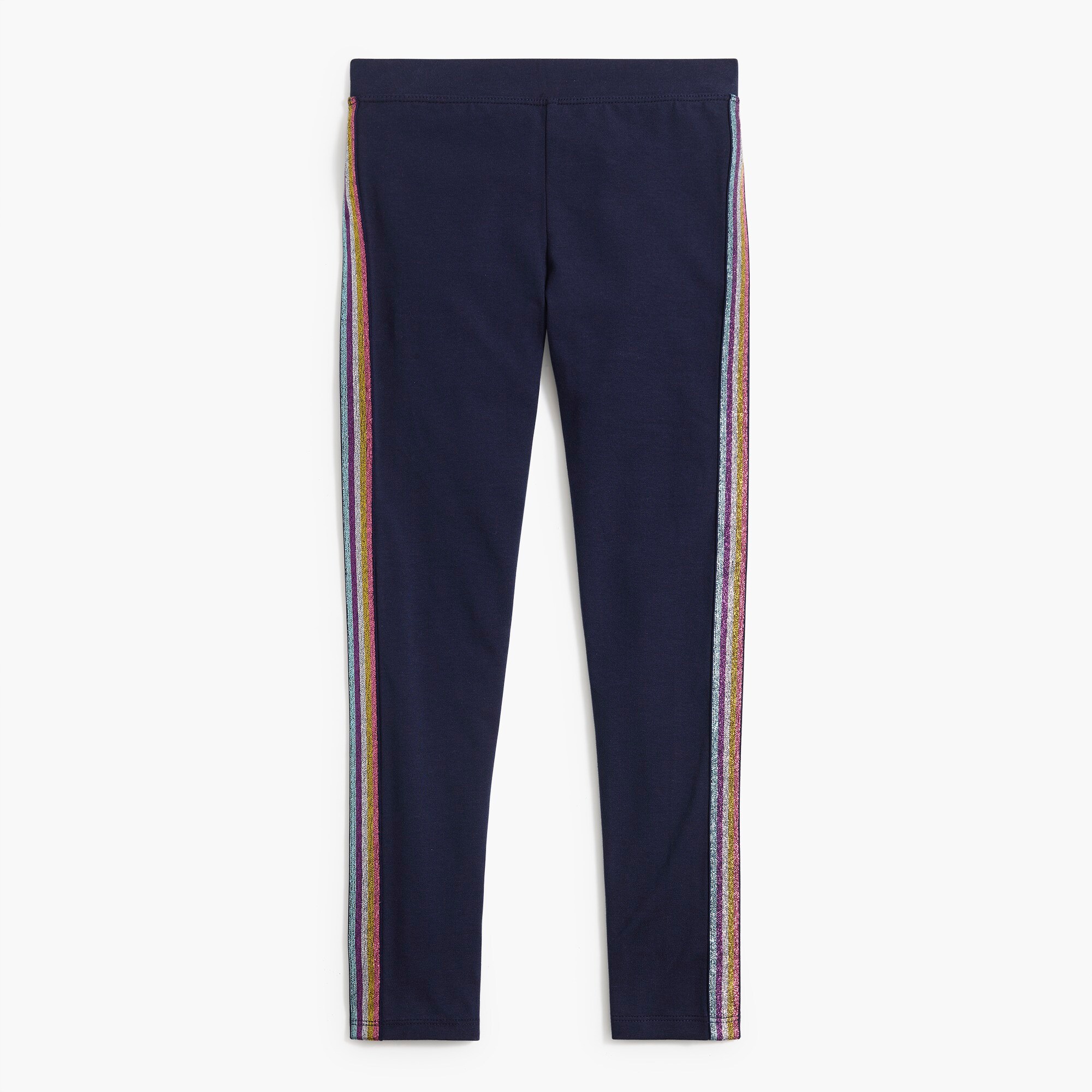Girls' sparkle side-stripe navy leggings