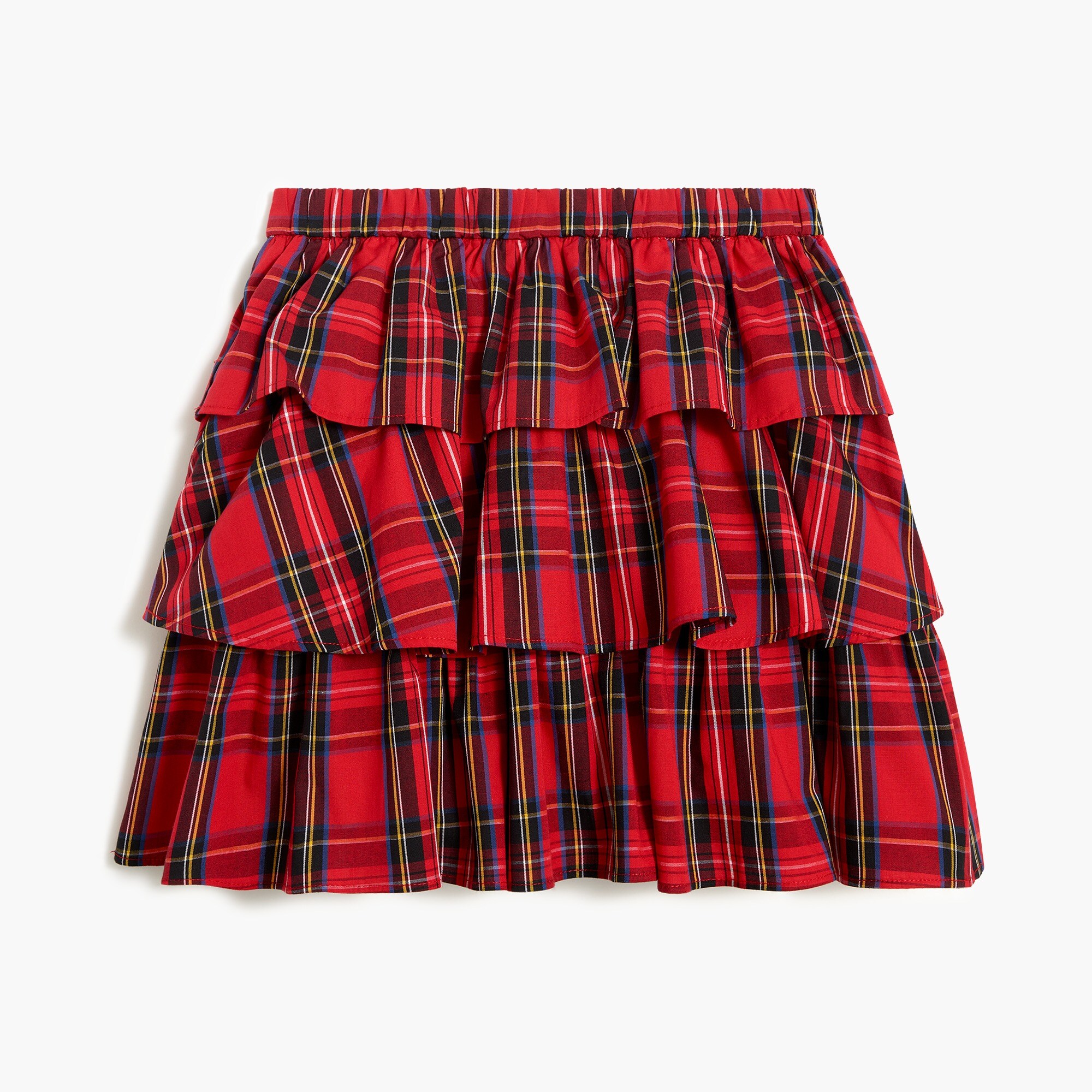 Girls' tartan tiered skirt
