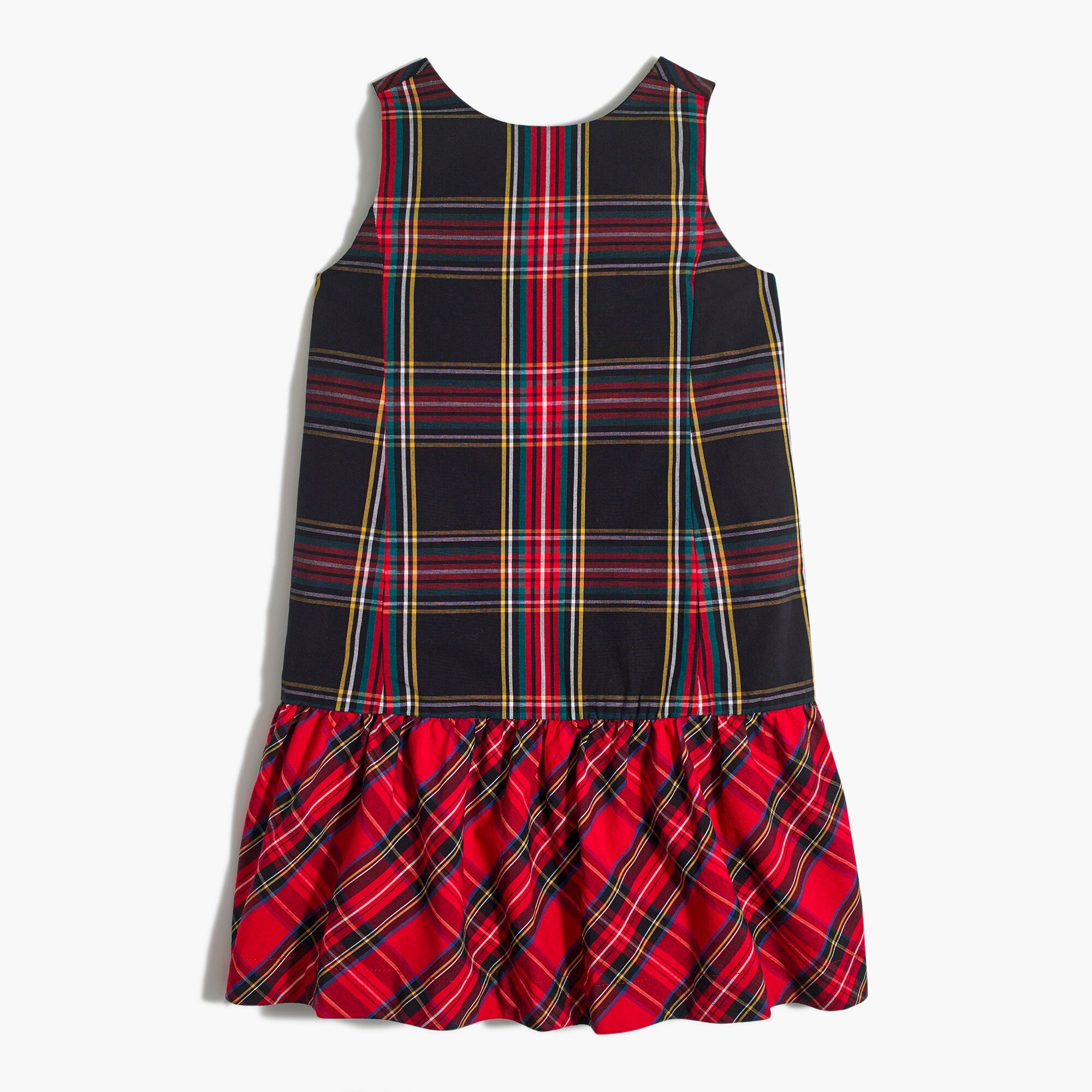 Girls' bow-back mixed Stewart plaid dress