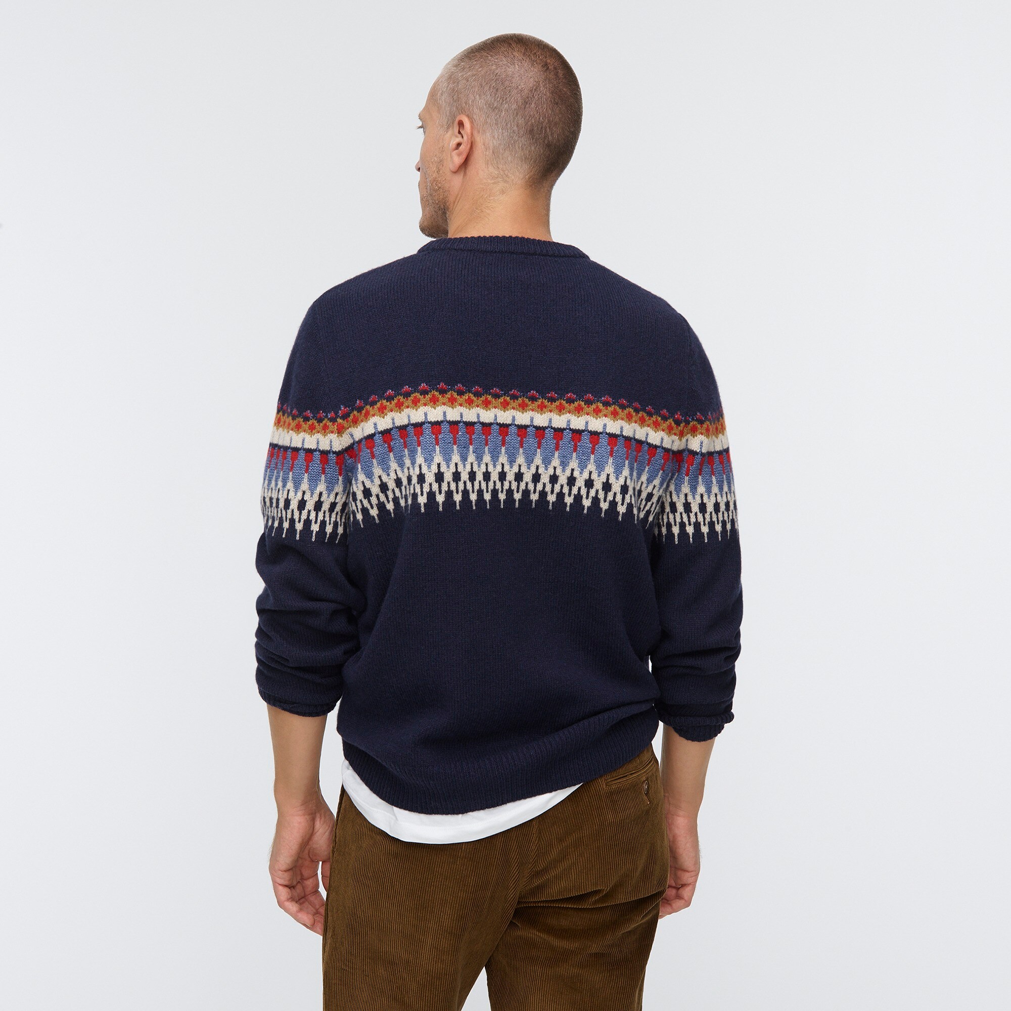 1905 collection wool blend crew neck fair isle sweater