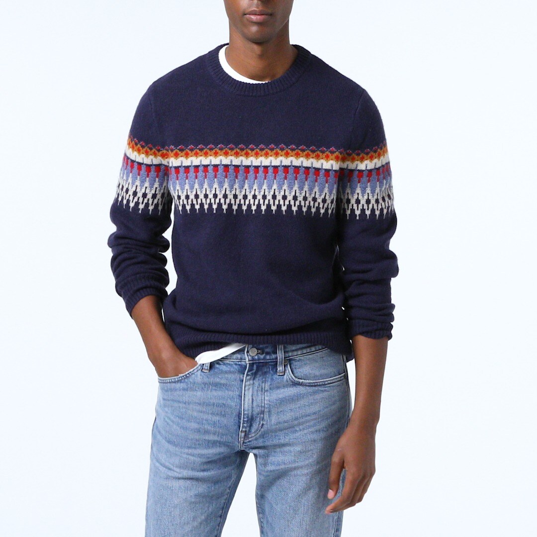 fair isle lambswool crewneck sweater