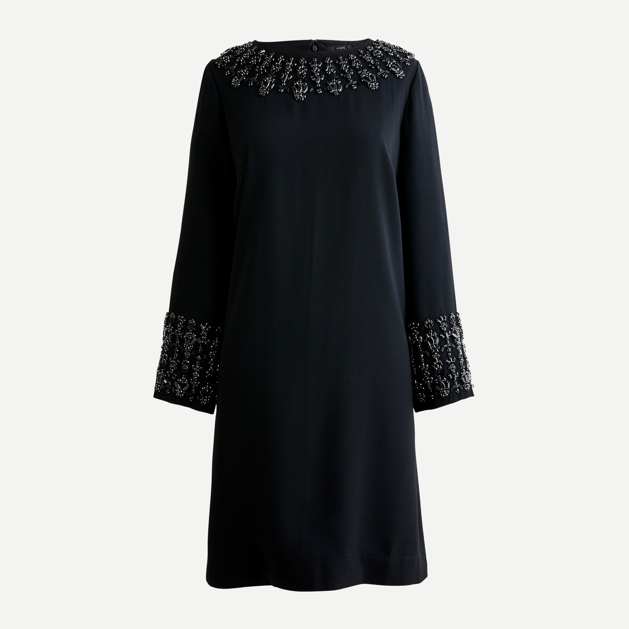 Embellished long-sleeve shift dress