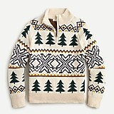 Kids' half-zip forest Fair Isle sweater