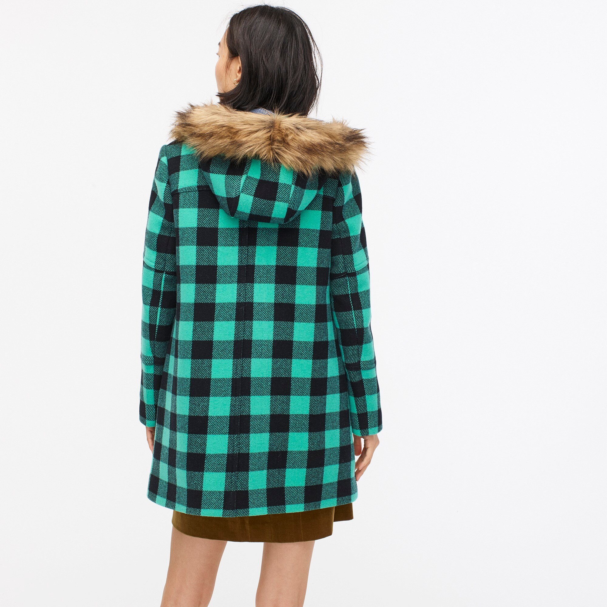 J Crew Chateau Parka In Buffalo Check Italian Stadium Cloth Wool For Women