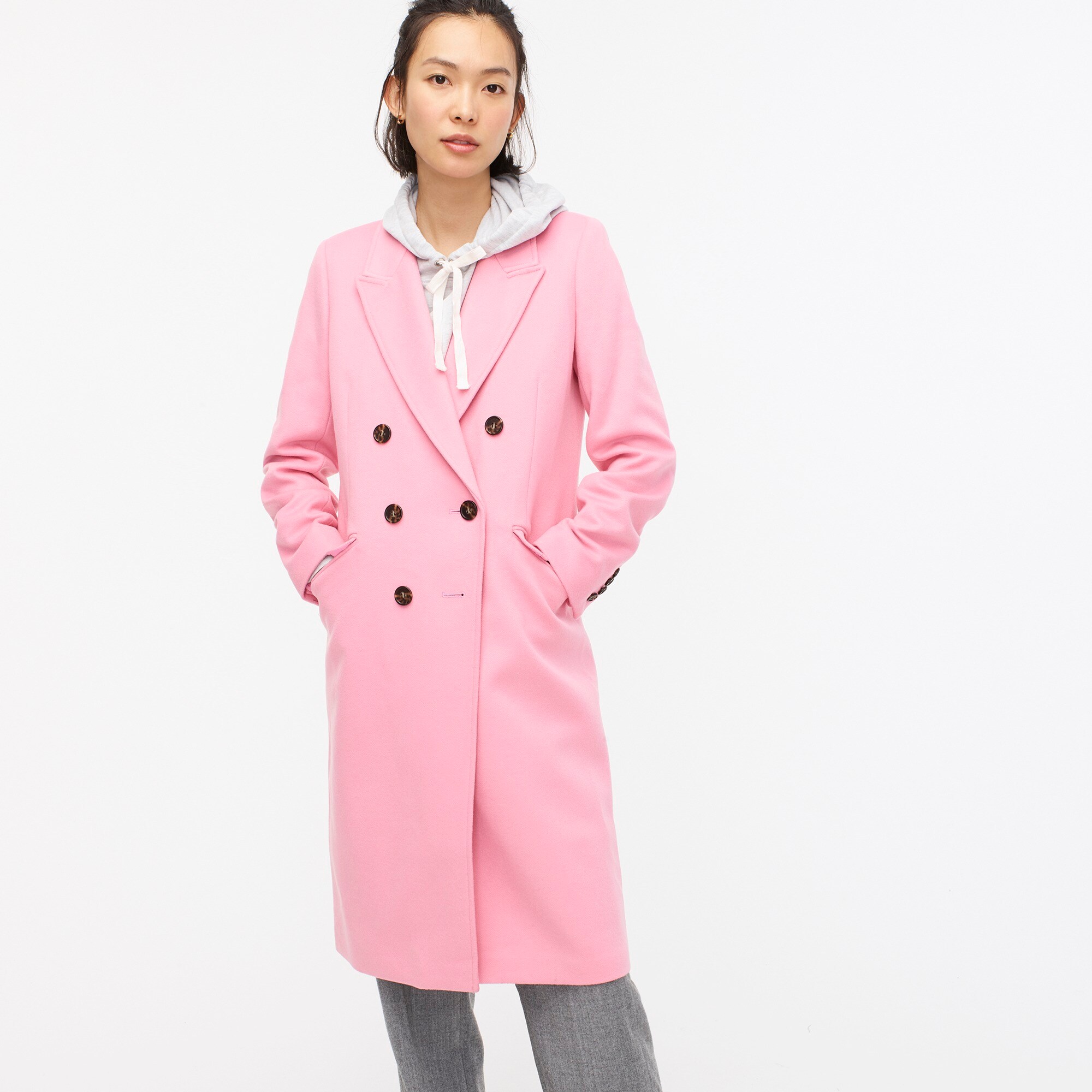 petite pink wool coat