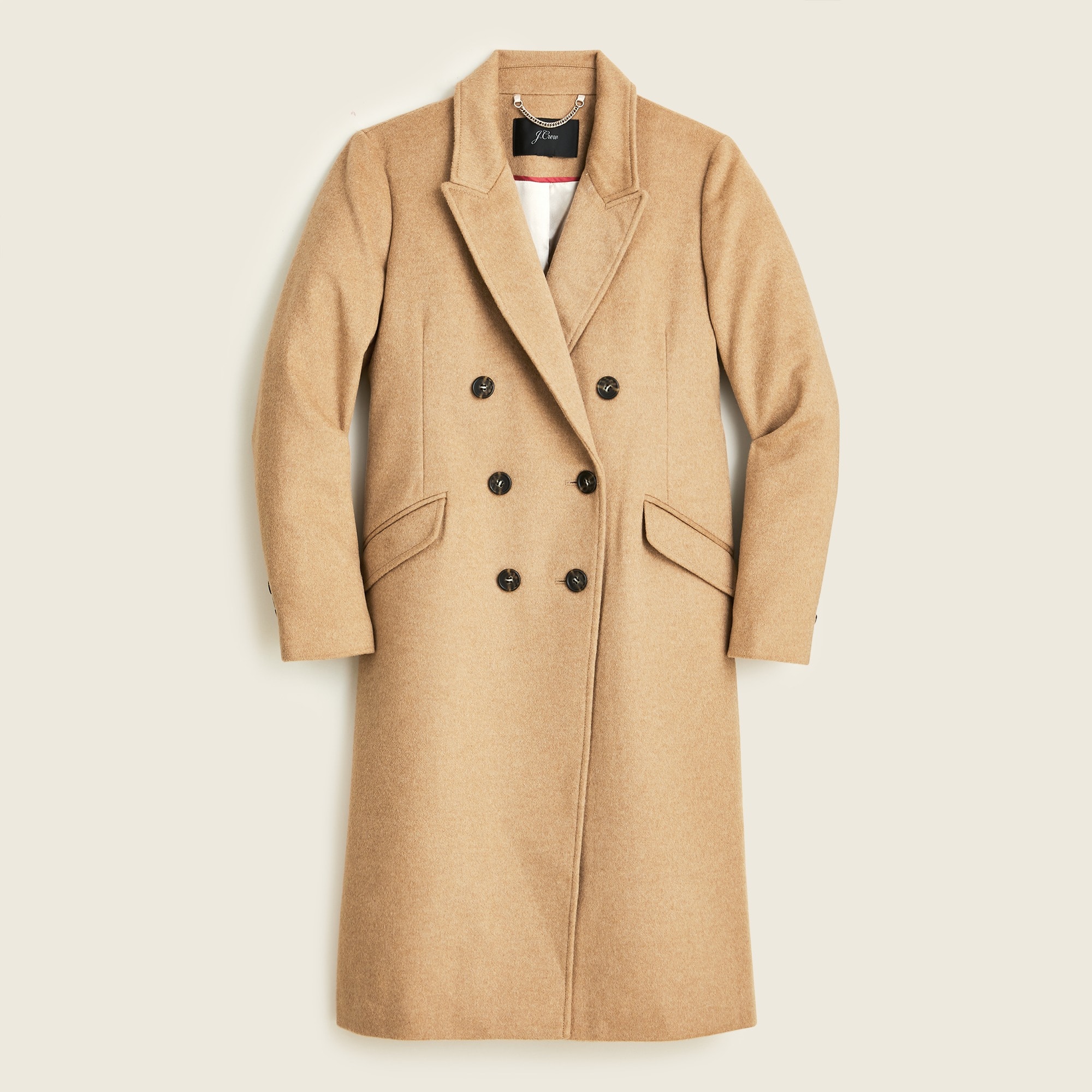 Italian Wool Double Breasted Officer Topcoat in Camel