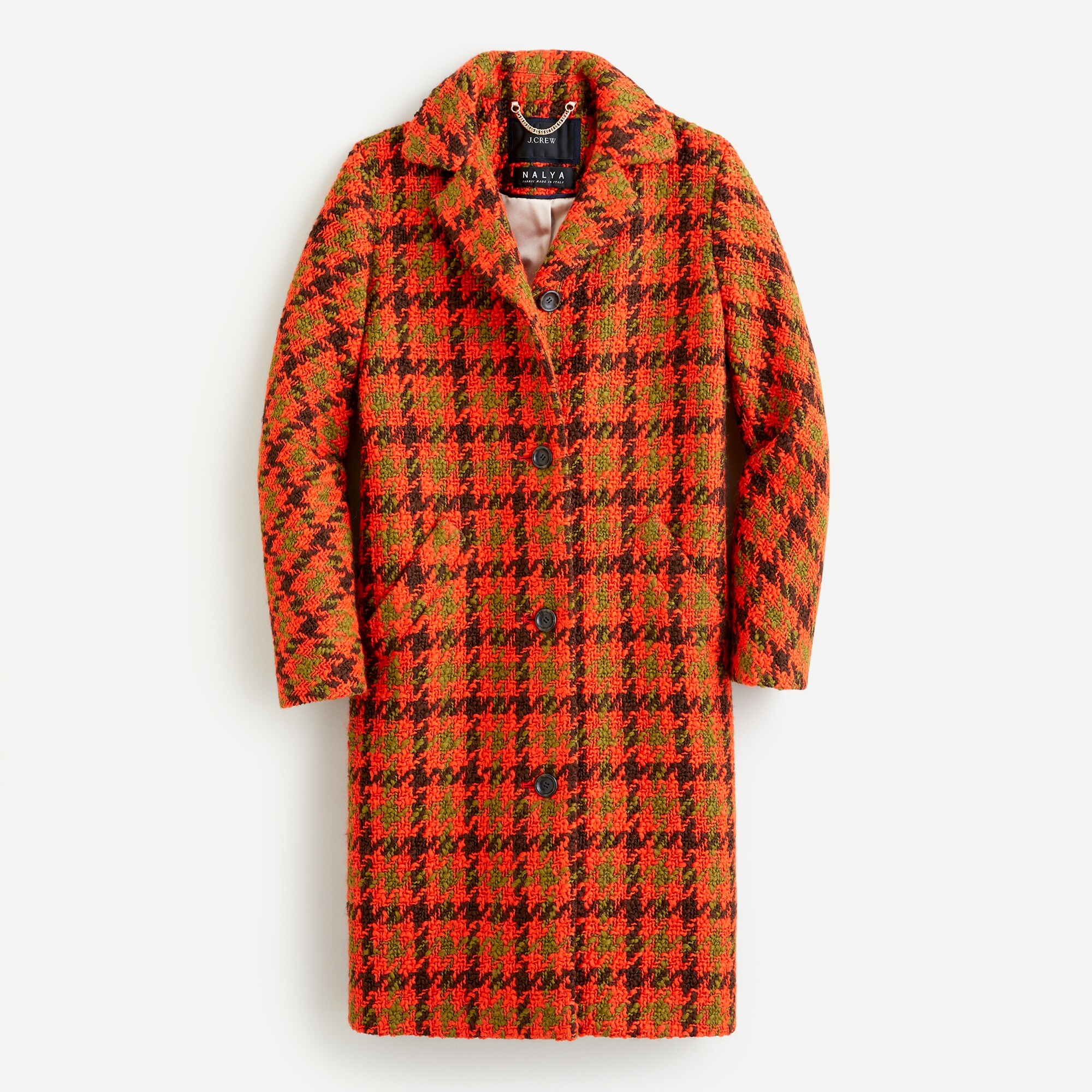 Car coat in houndstooth Italian wool
