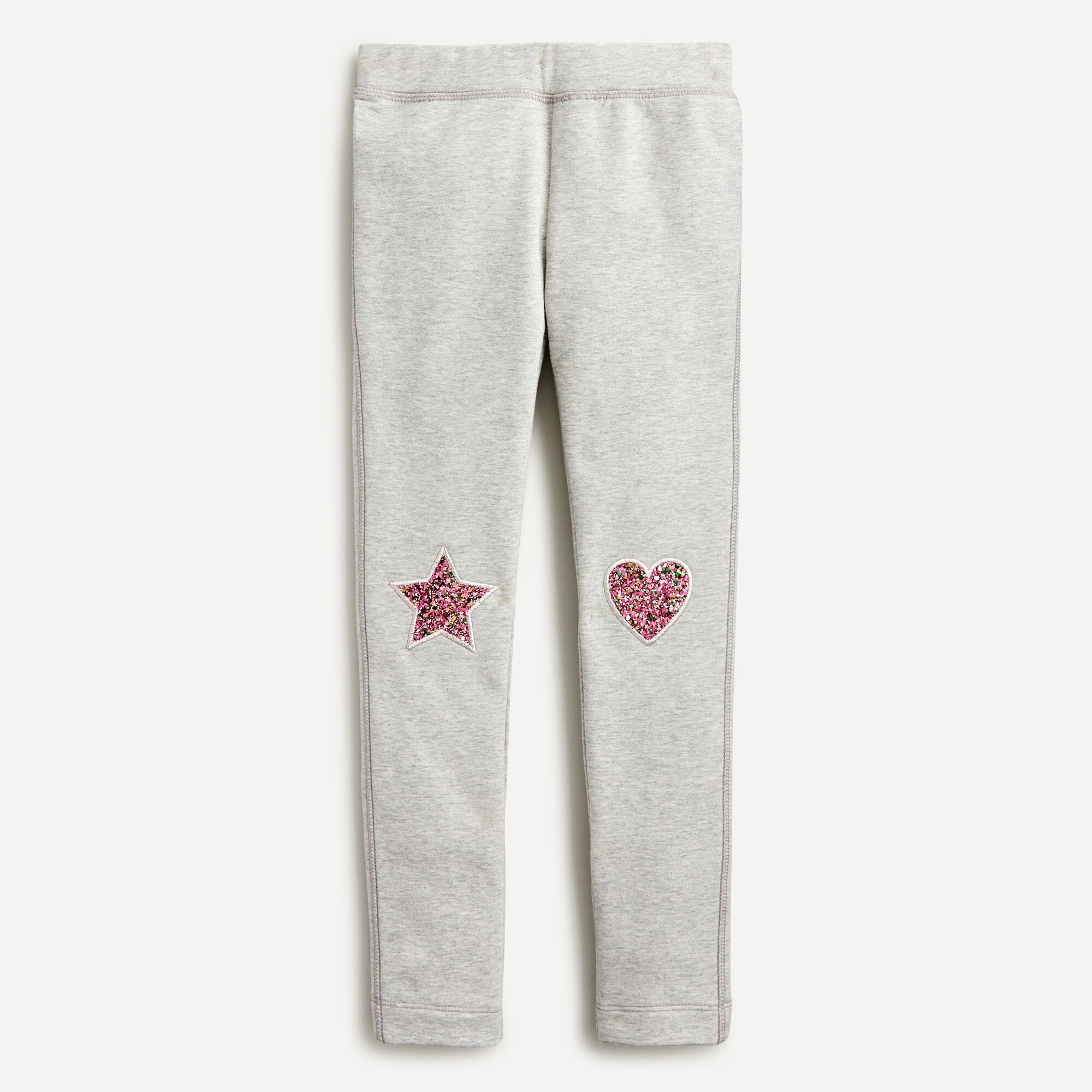 Girls' fleece-lined cozy leggings with knee patches