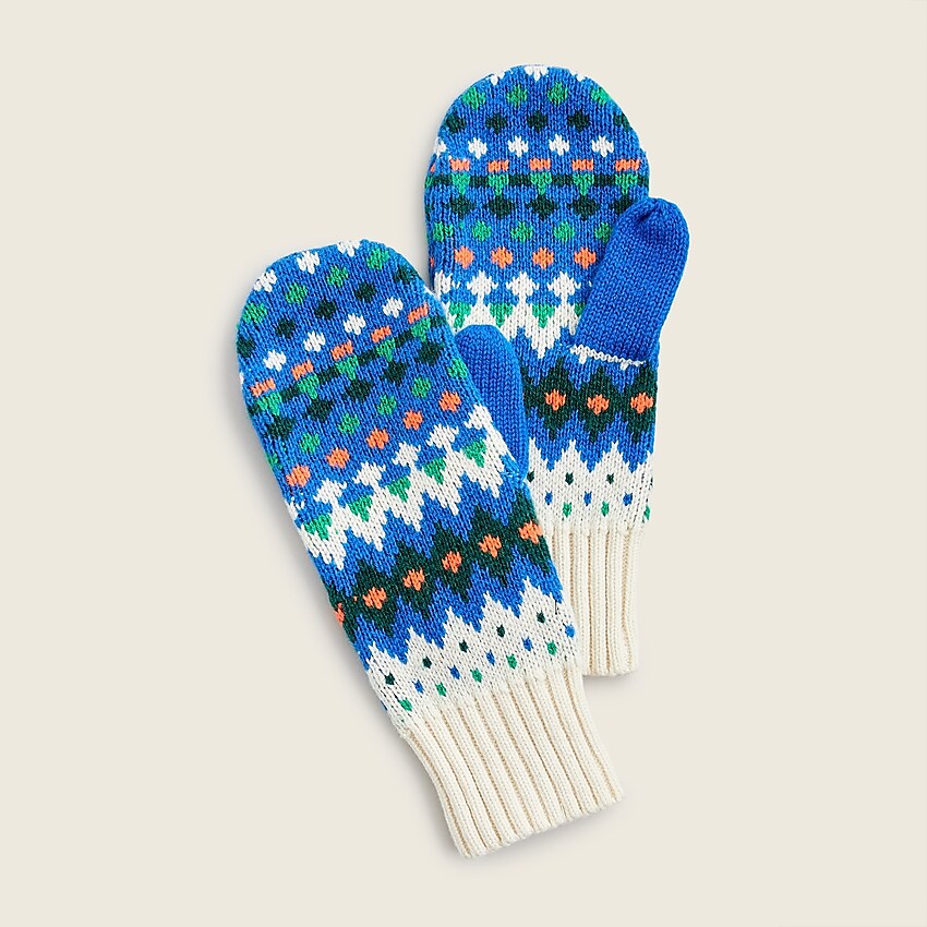 j.crew: kids' mittens in fair isle for boys, right side, view zoomed