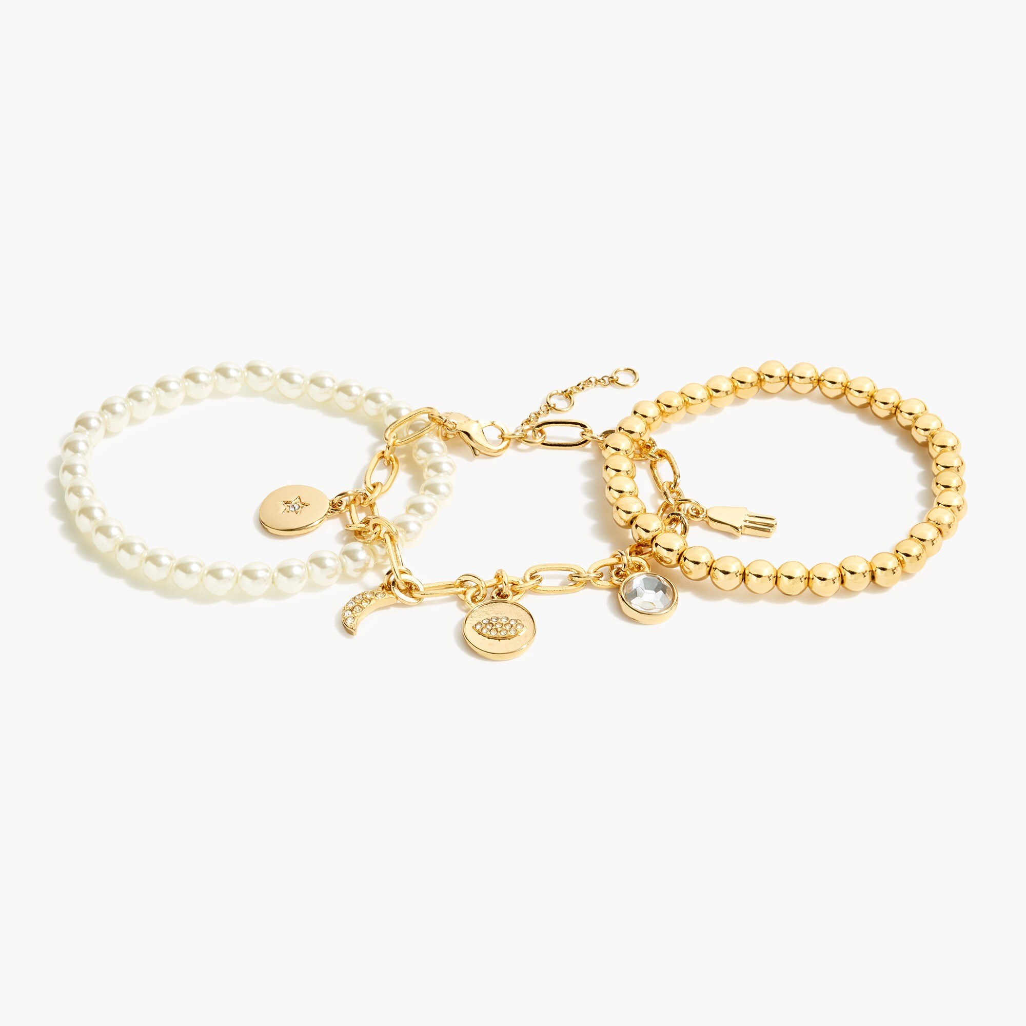 Mixed charms bracelet set of 3