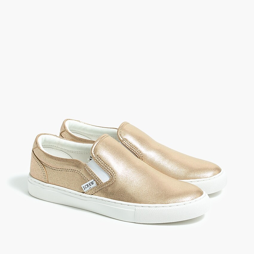 j.crew factory: road trip canvas slip-on sneakers for women, right side, view zoomed