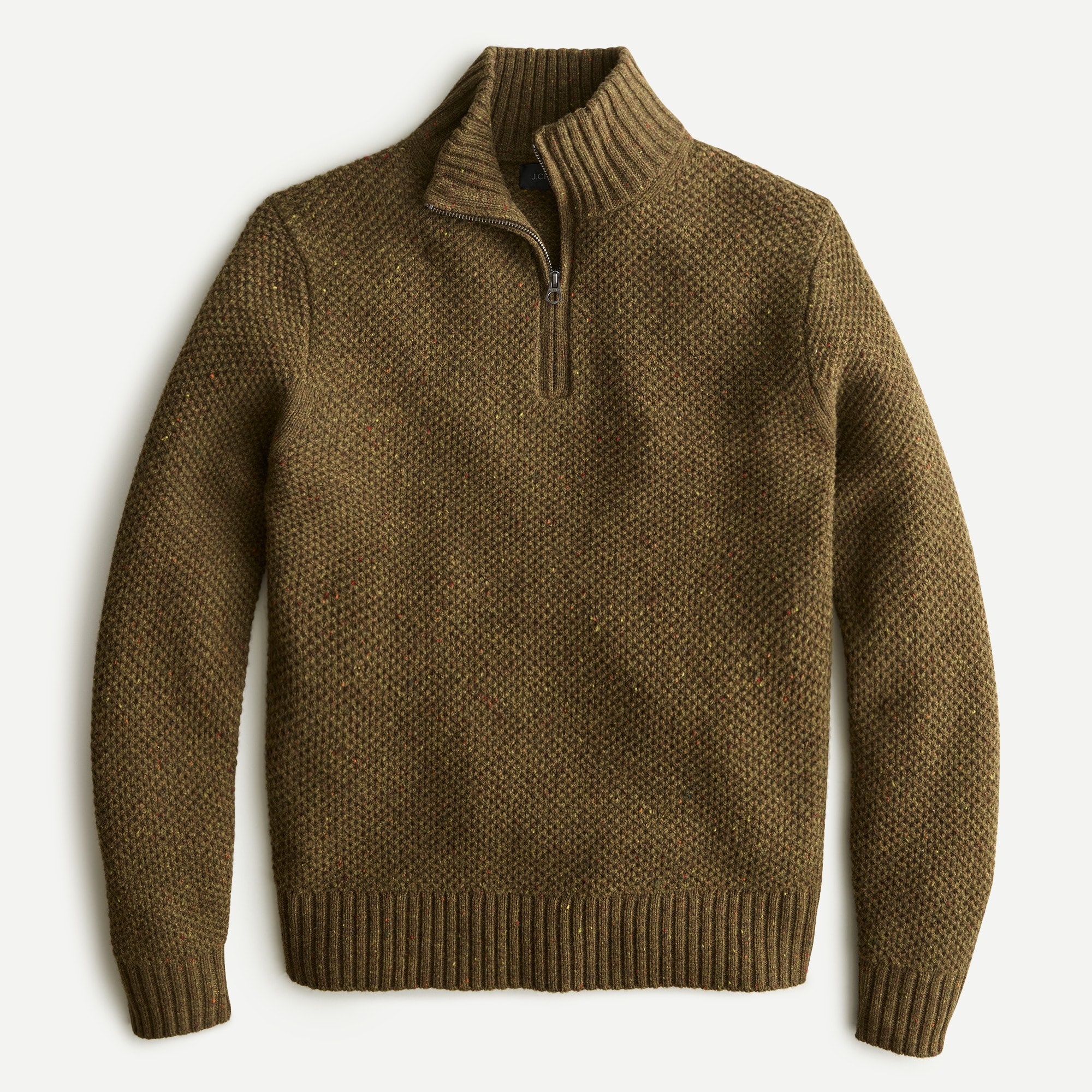 トップス RESISTED YARNDYED WOOLGABARDINE PULLOVER Rugged Merino Wool-blend Half-zip Sweater In Moss Stitch For Men
