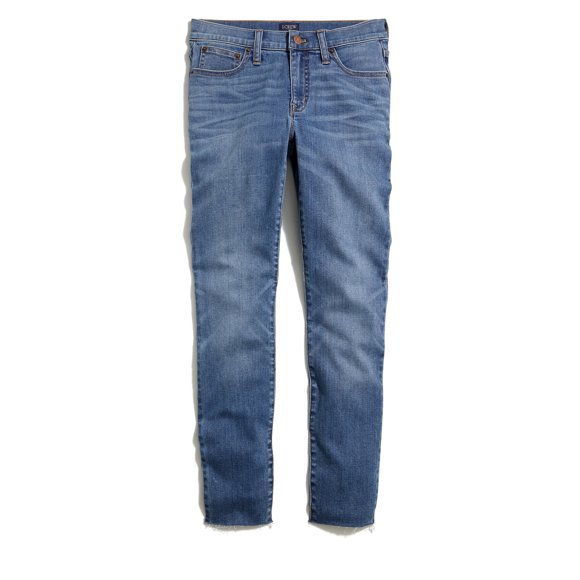 8" midrise skinny jean with cut hem in vintage cape wash