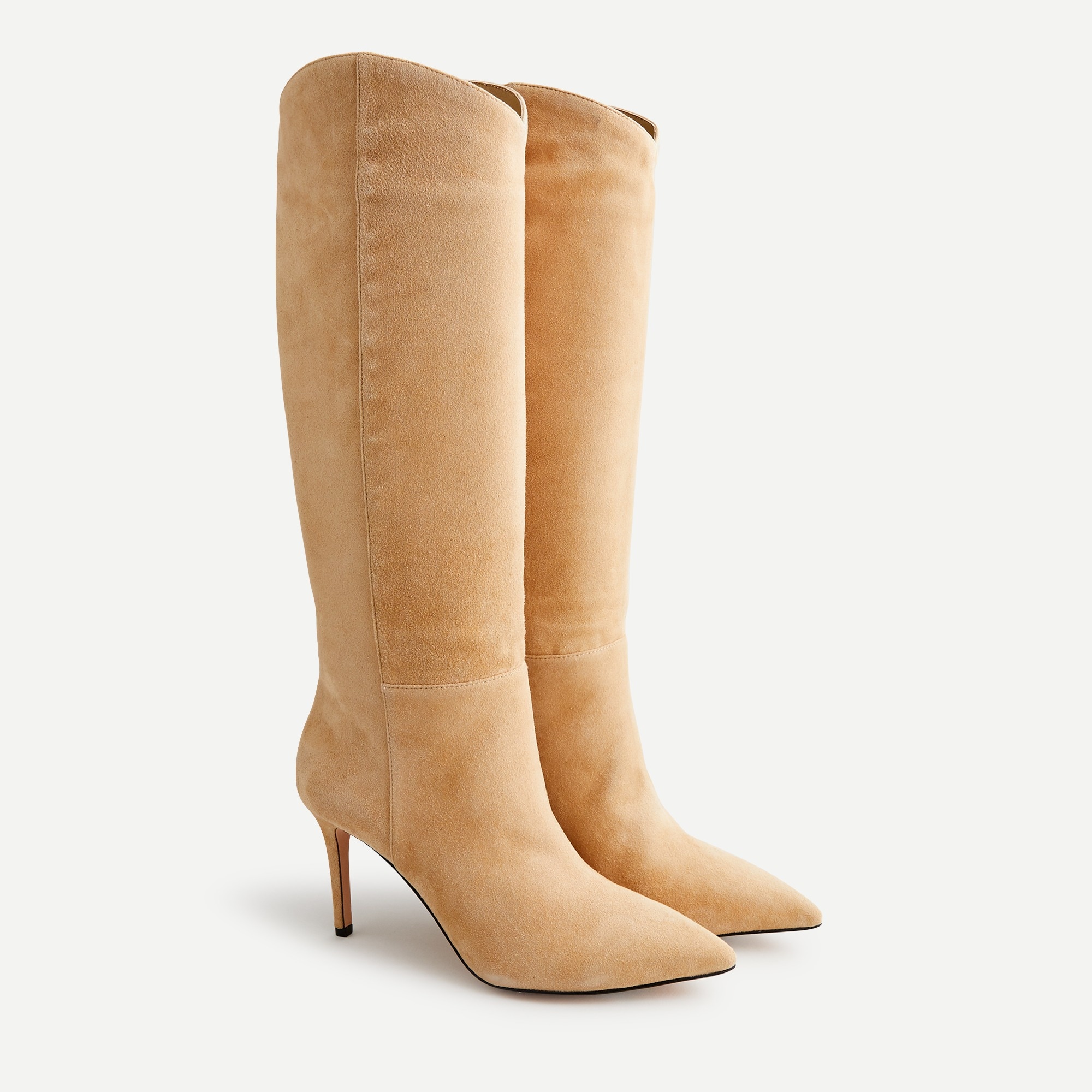 High-heel tall suede boots