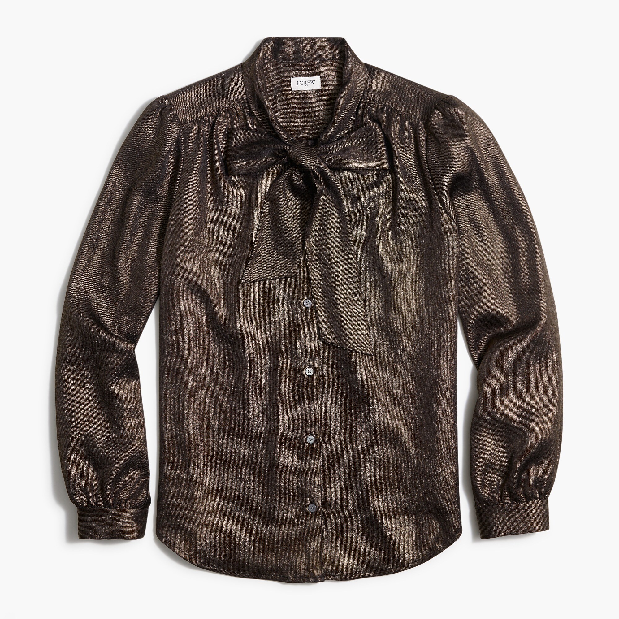 long-sleeve bow top with foil stripe for women