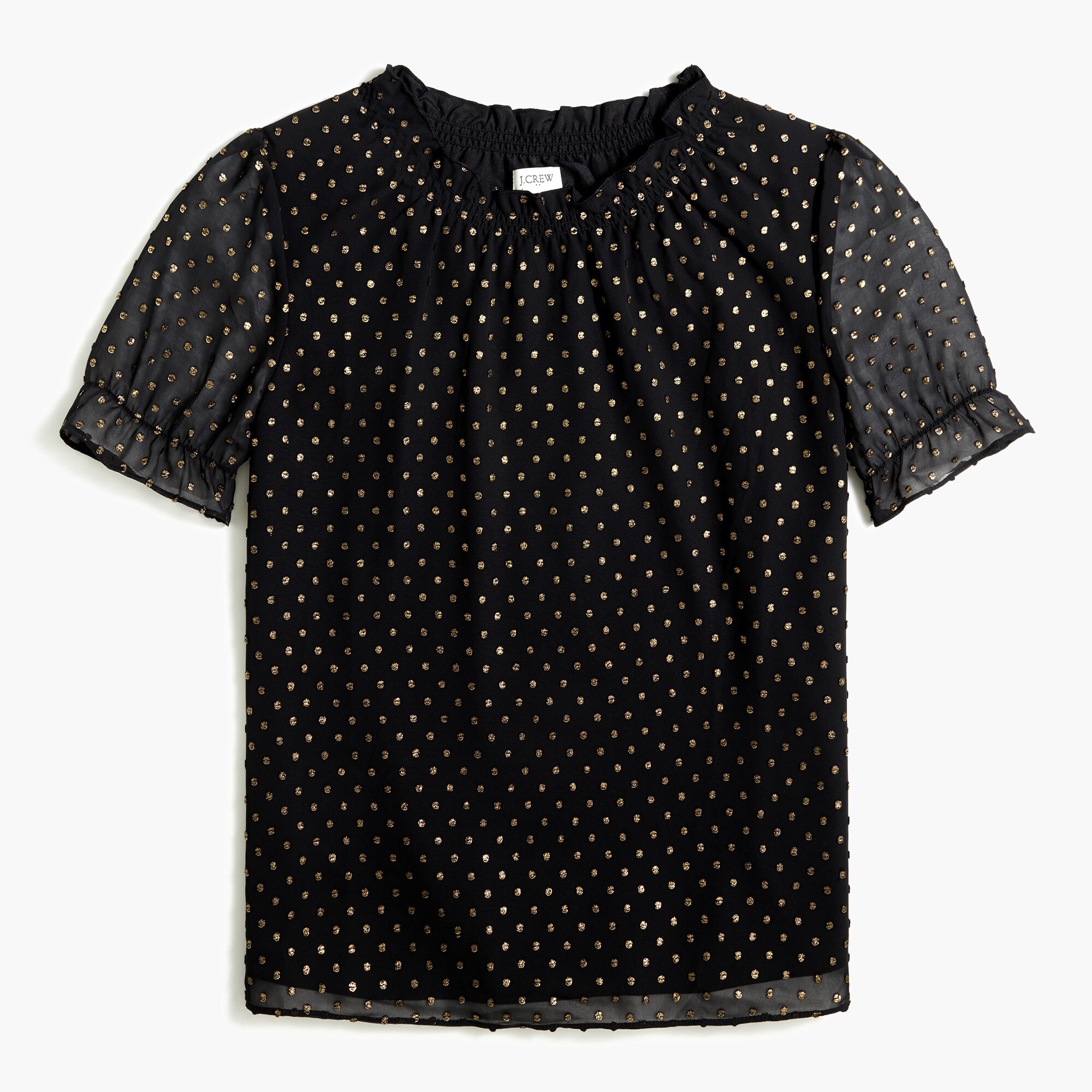 ruffleneck top with foil clip dot for women