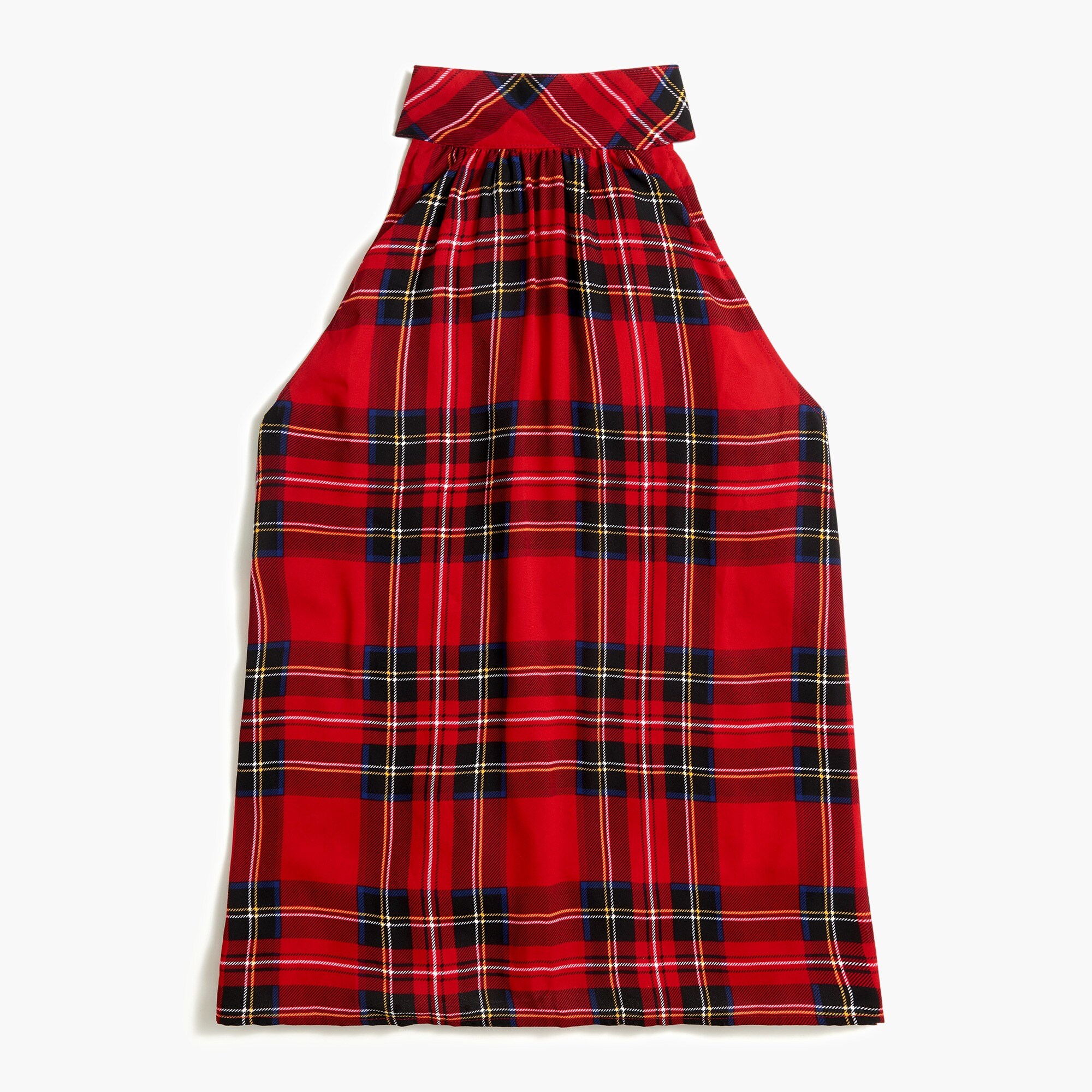 tartan tie-neck tank top for women