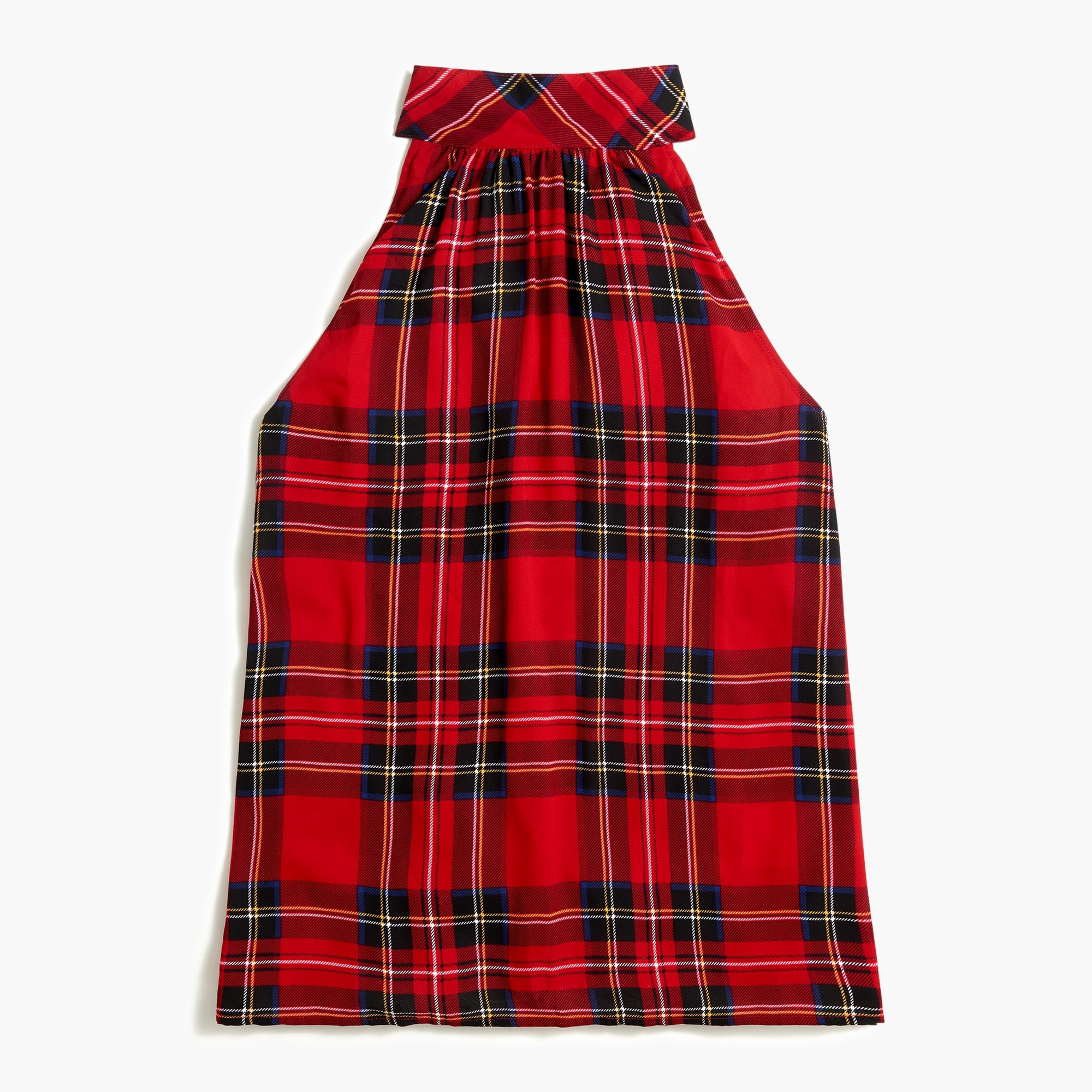 tartan tie-neck tank top for women