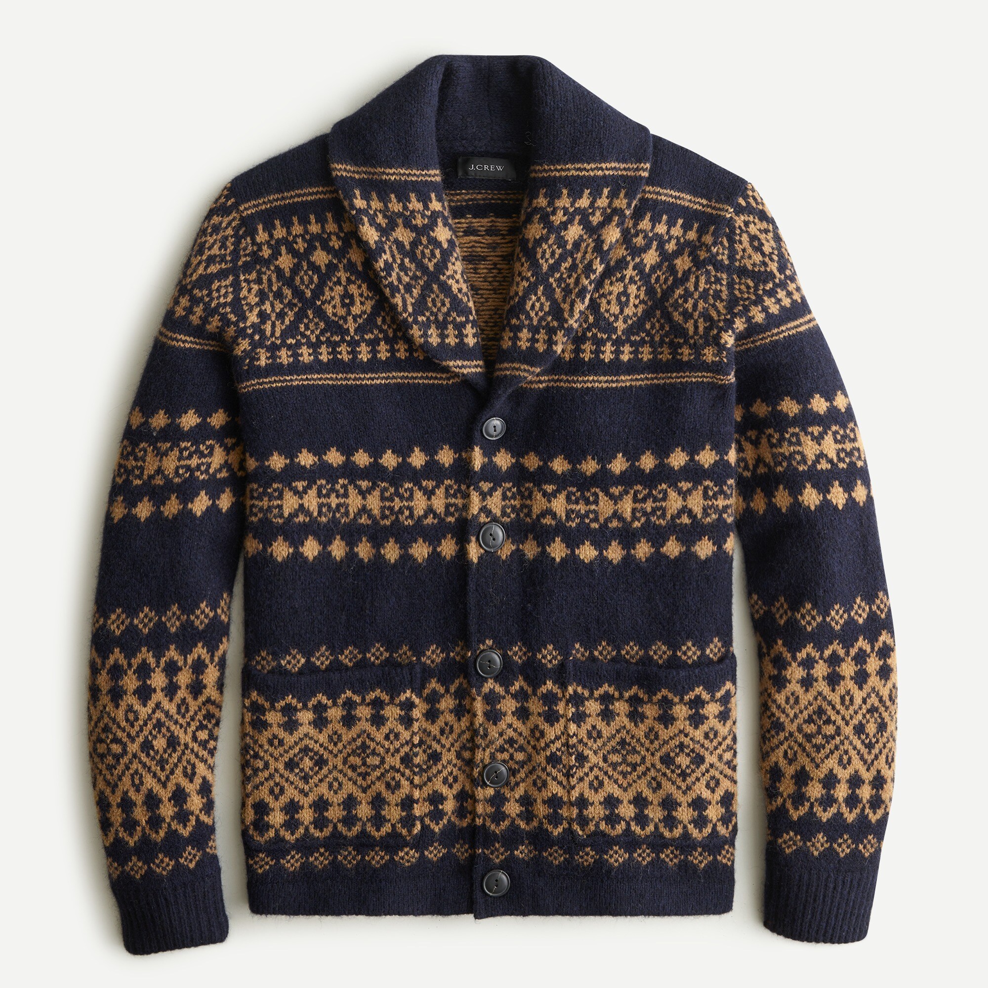 Wool-blend Fair Isle cardigan sweater