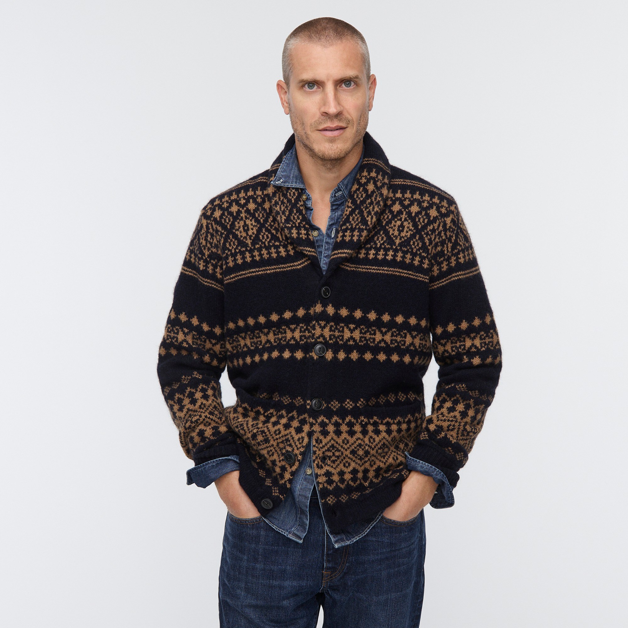fair isle cardigan sweater