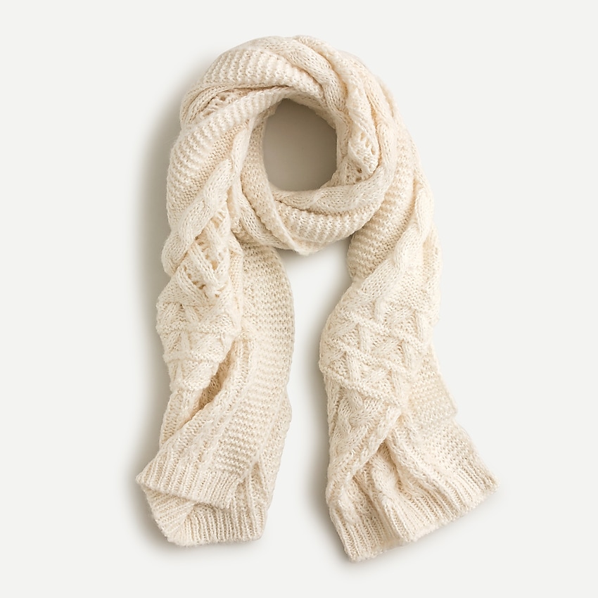 j.crew: cable-knit pointelle scarf for women