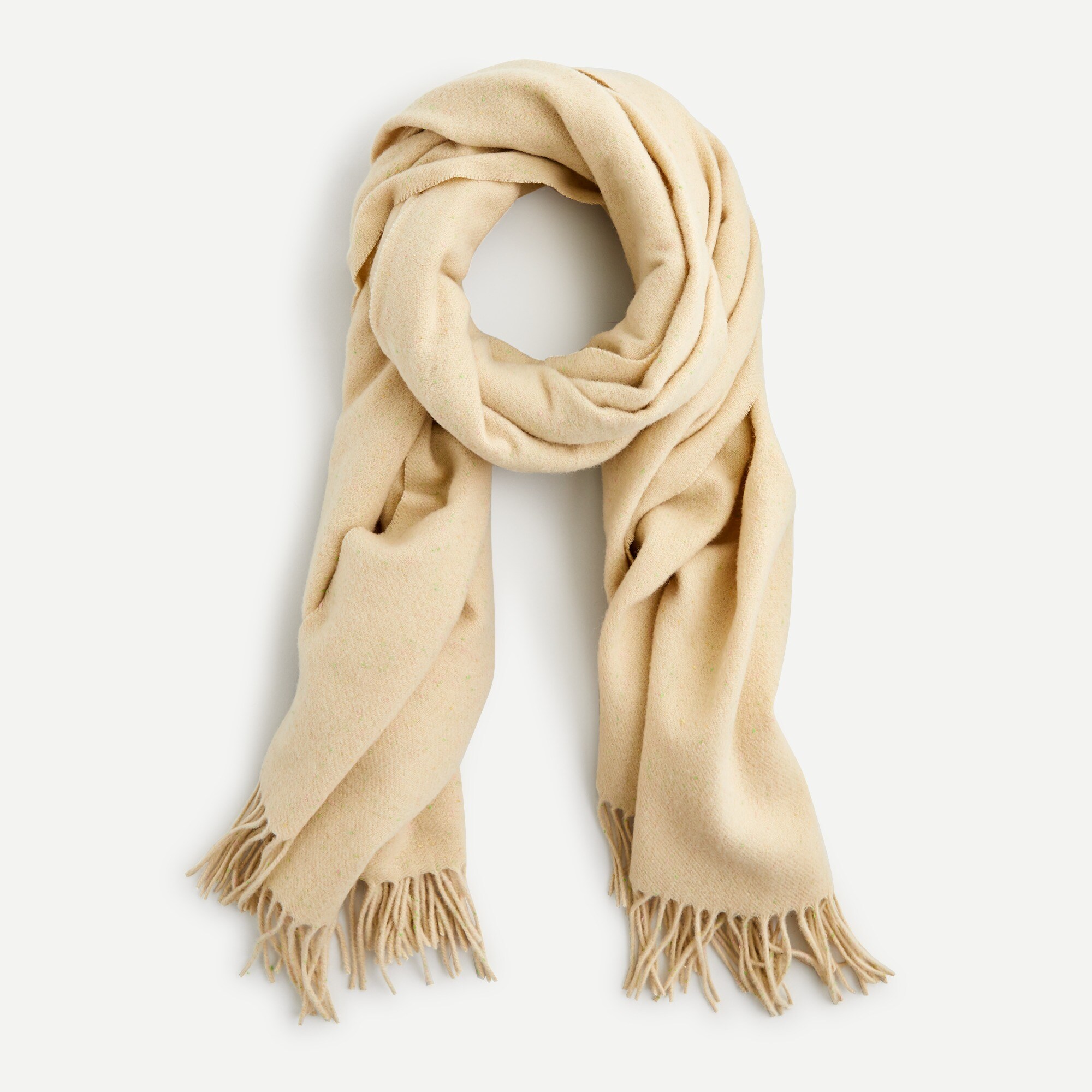 Fringed scarf in speckled wool