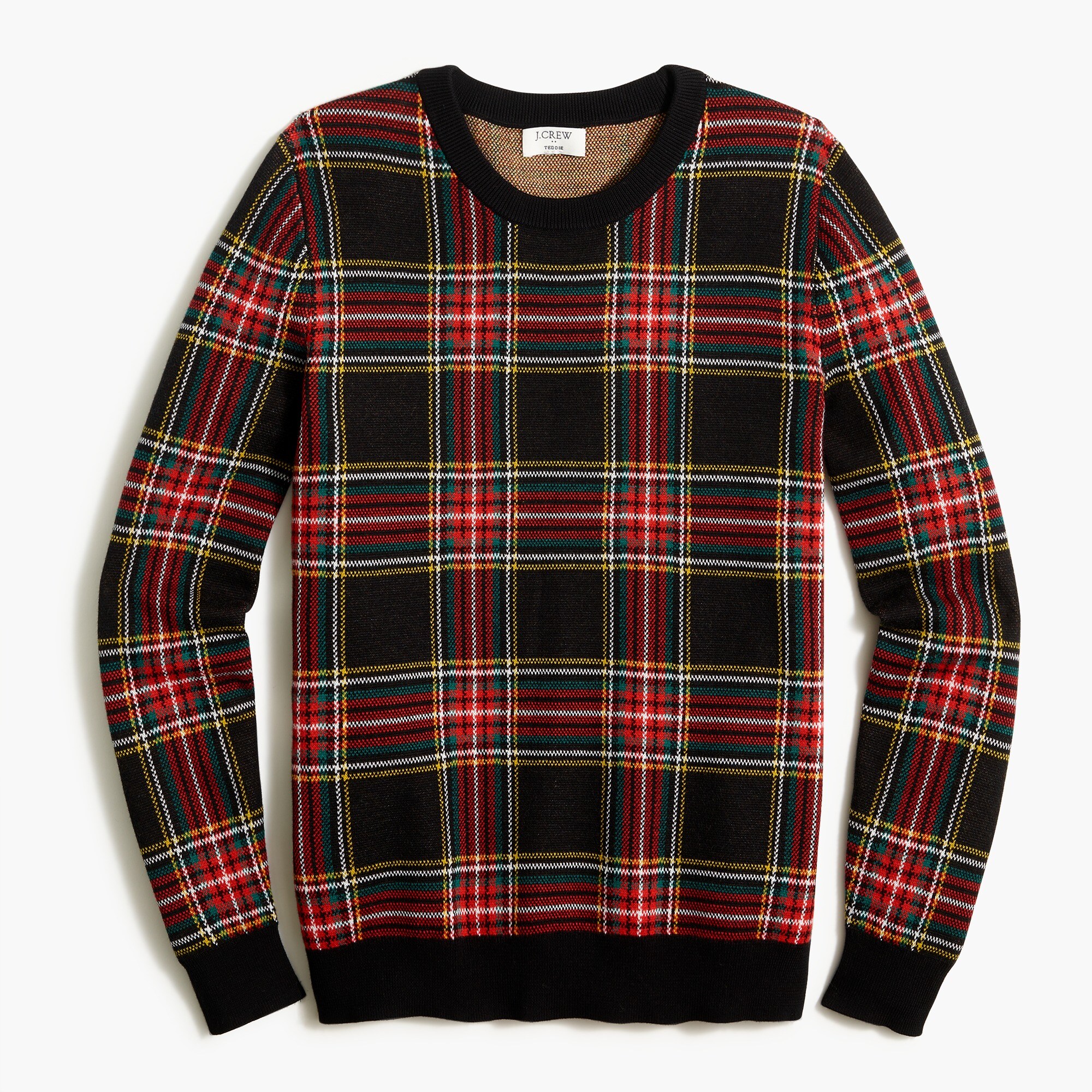 Tartan jacquard pullover sweater