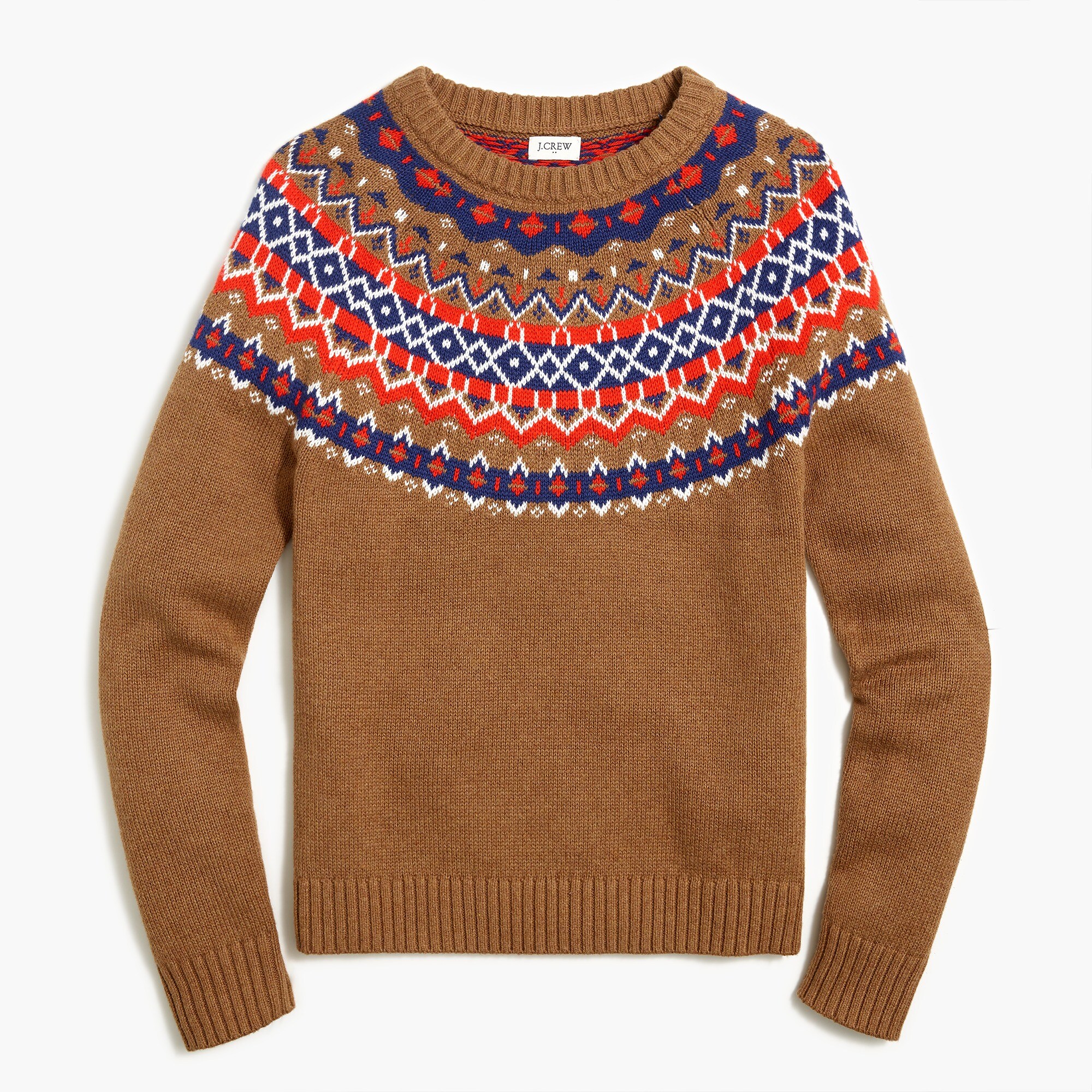 cotton fair isle crewneck sweater for women
