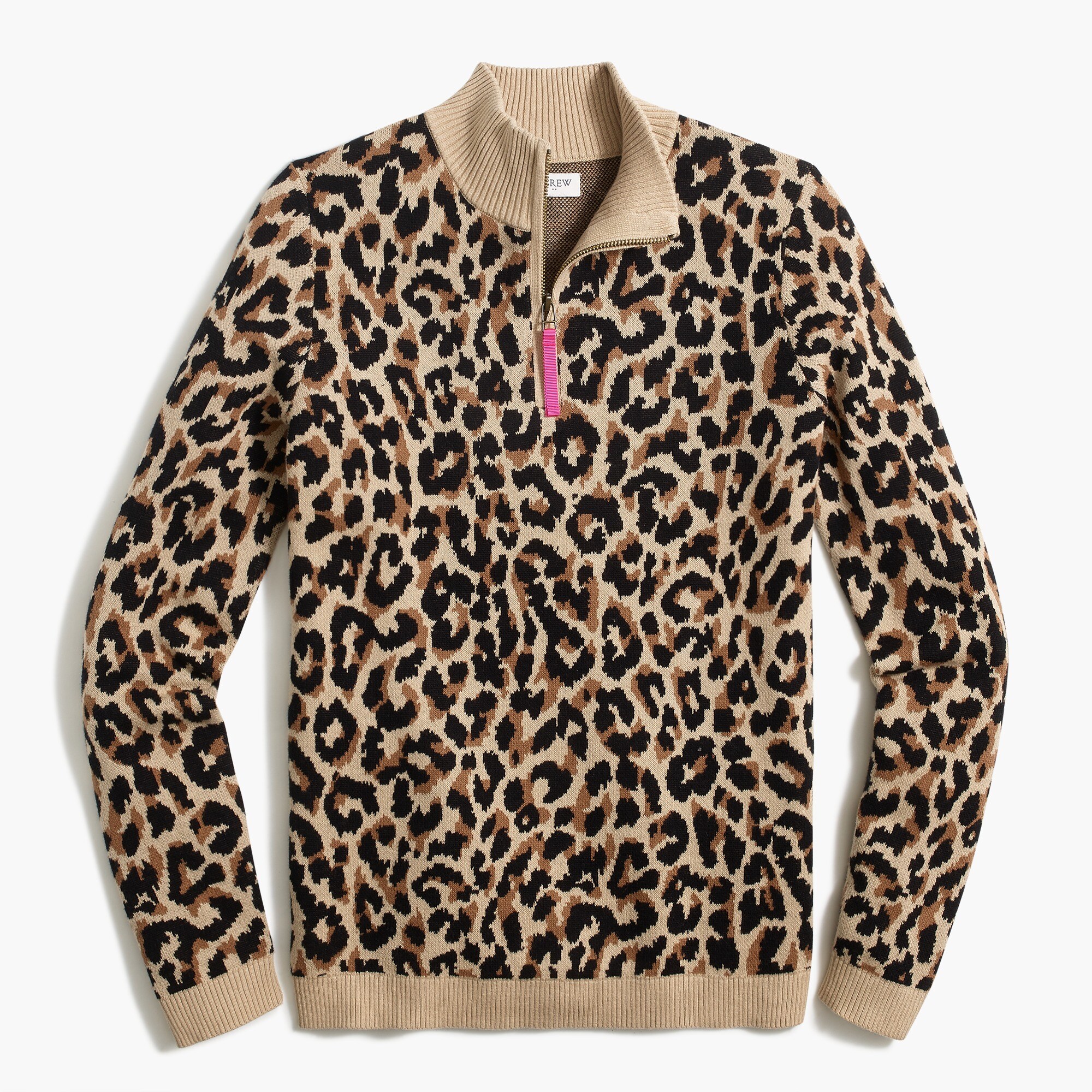 leopard quarter-zip sweater for women