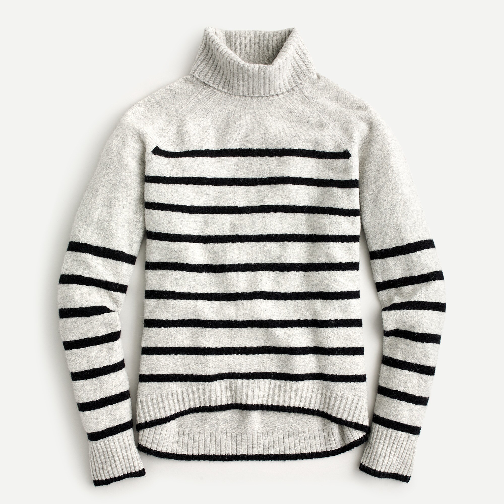 Tipped turtleneck sweater in striped Supersoft yarn