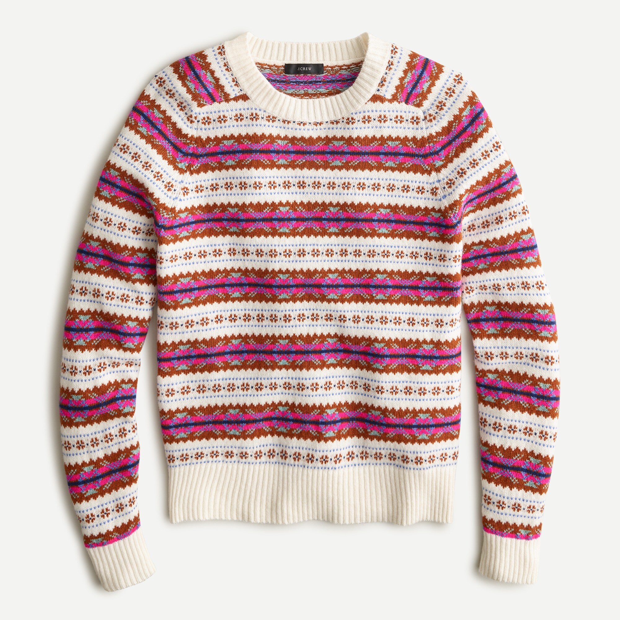 Striped Fair Isle crewneck sweater