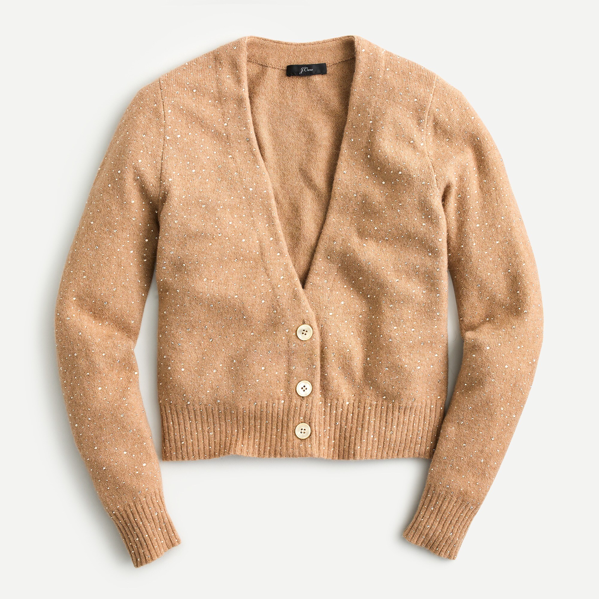 J.Crew: V-neck Sparkle Cardigan Sweater In Supersoft Yarn For Women