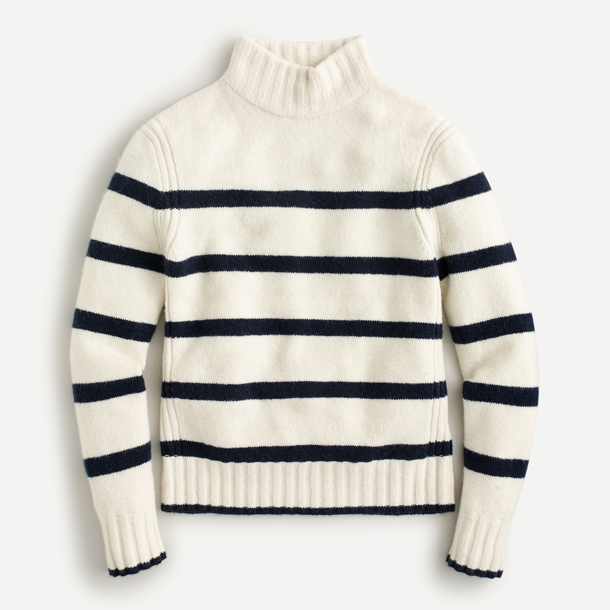 Miracle Stripe Mock Neck Sweater for Women in Beige/White