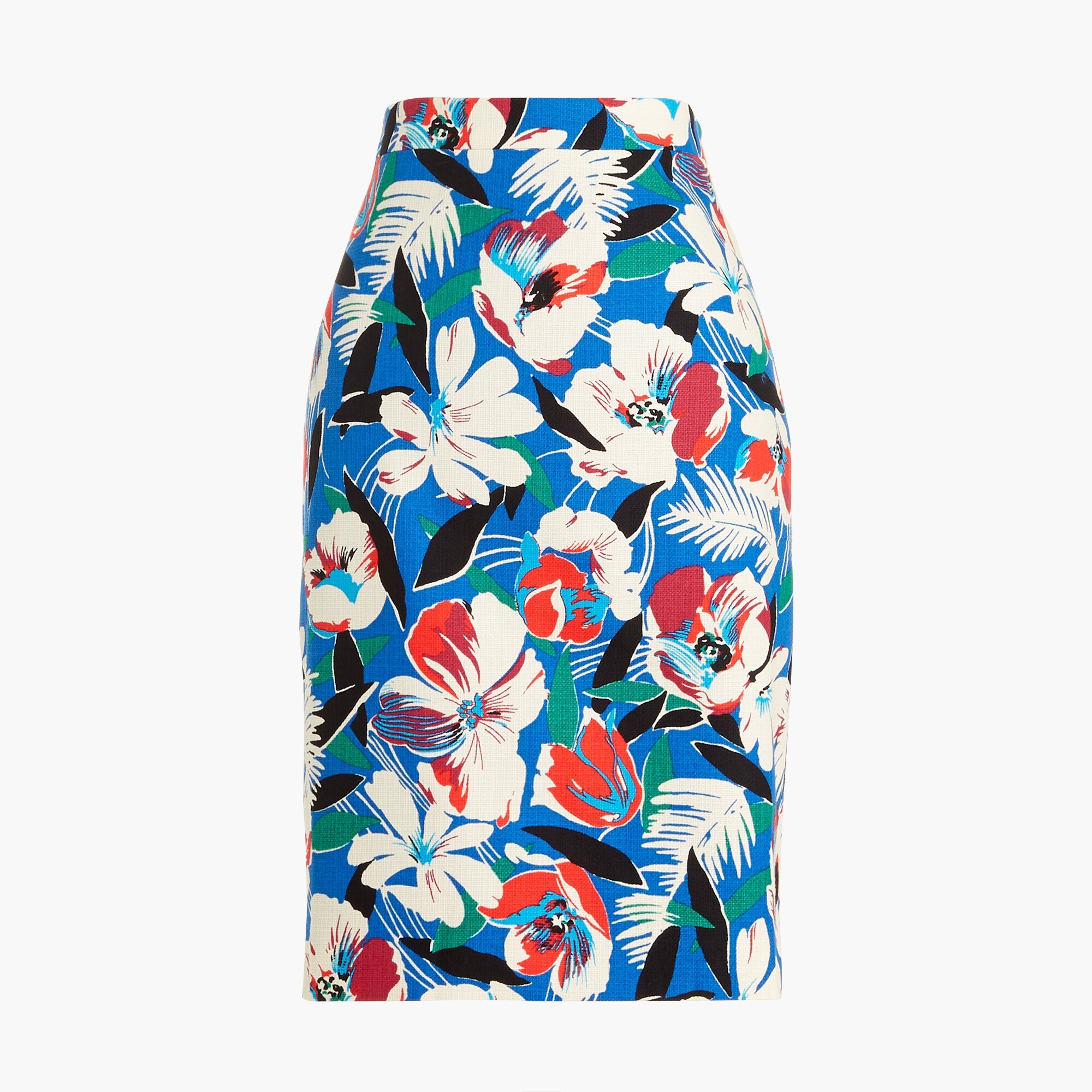 Printed basketweave pencil skirt