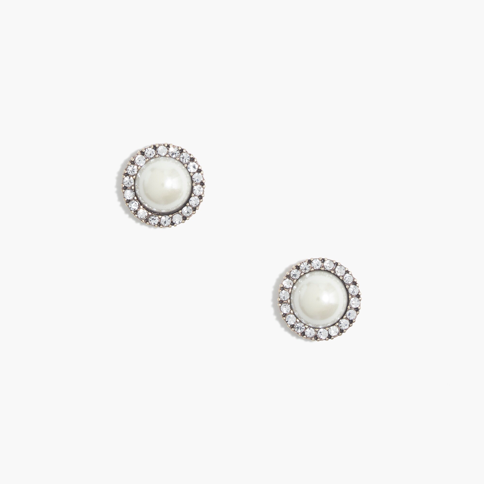 Pavé halo pearl stud earrings