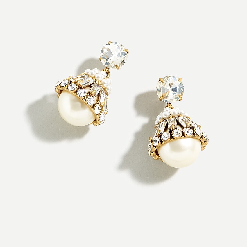 J.Crew: Crystal And Pearl Drop Earrings For Women