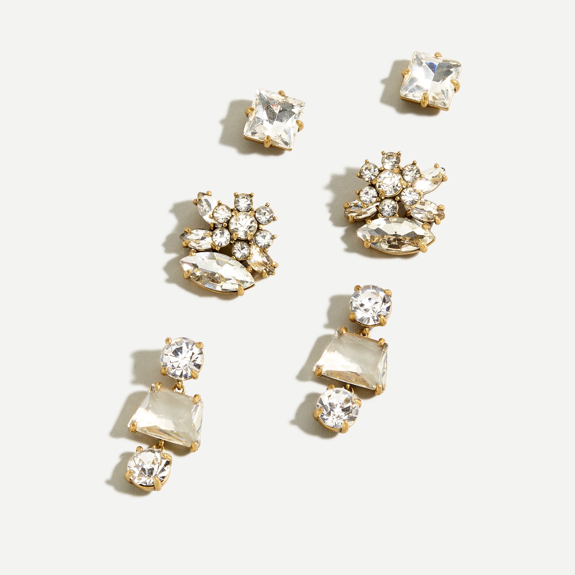 J.Crew Crystal Cluster Earrings Set For Women
