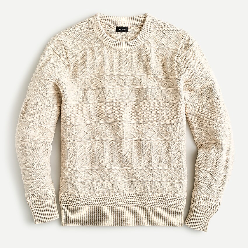 J.Crew: Cotton Sweater In Combination Guernsey Stitch For Men