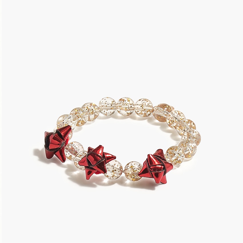 factory: girls' holiday present bow bracelet for girls, right side, view zoomed