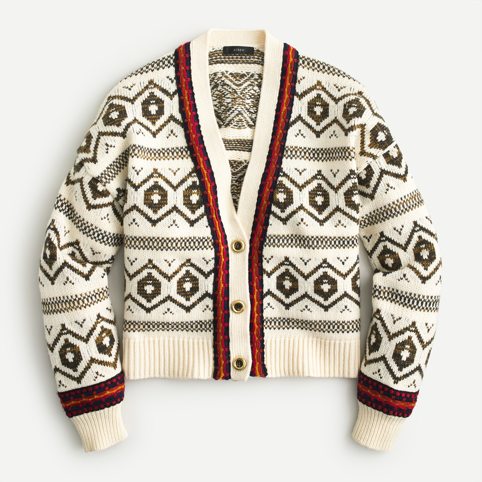 J.Crew Diamond Fair Isle Cardigan Sweater For Women