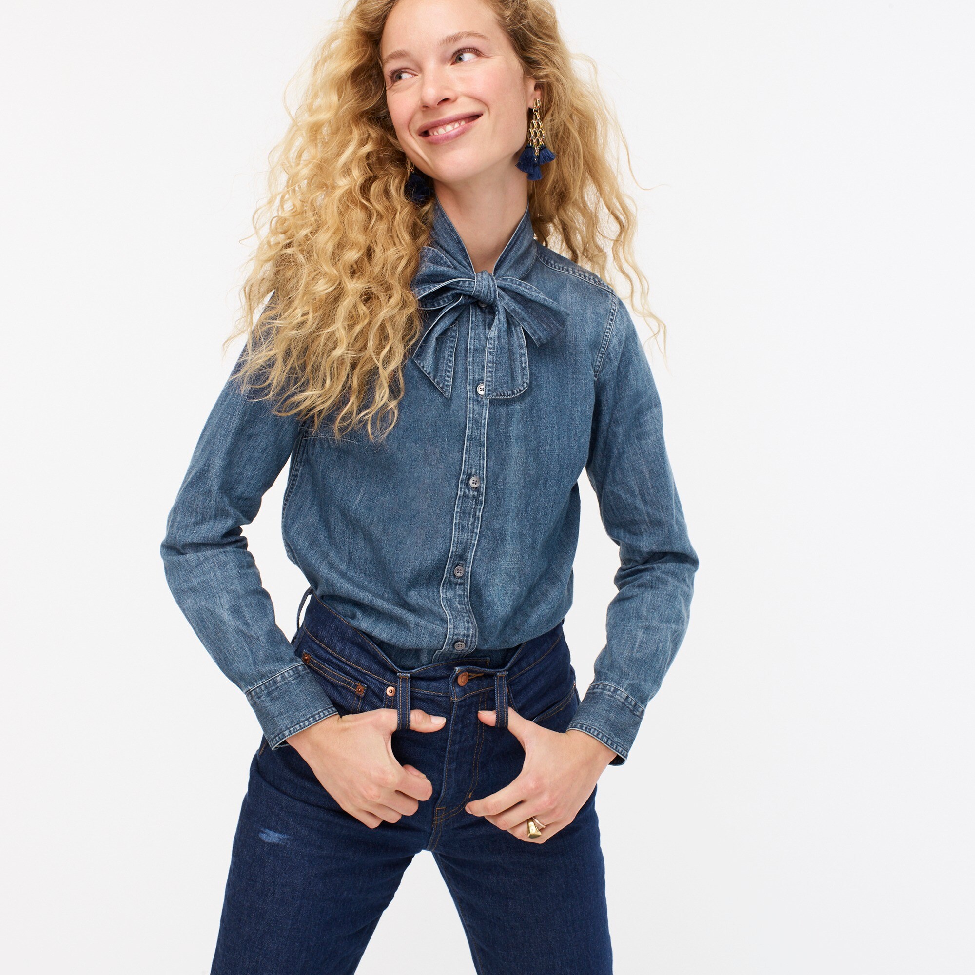 jean shirt with bow